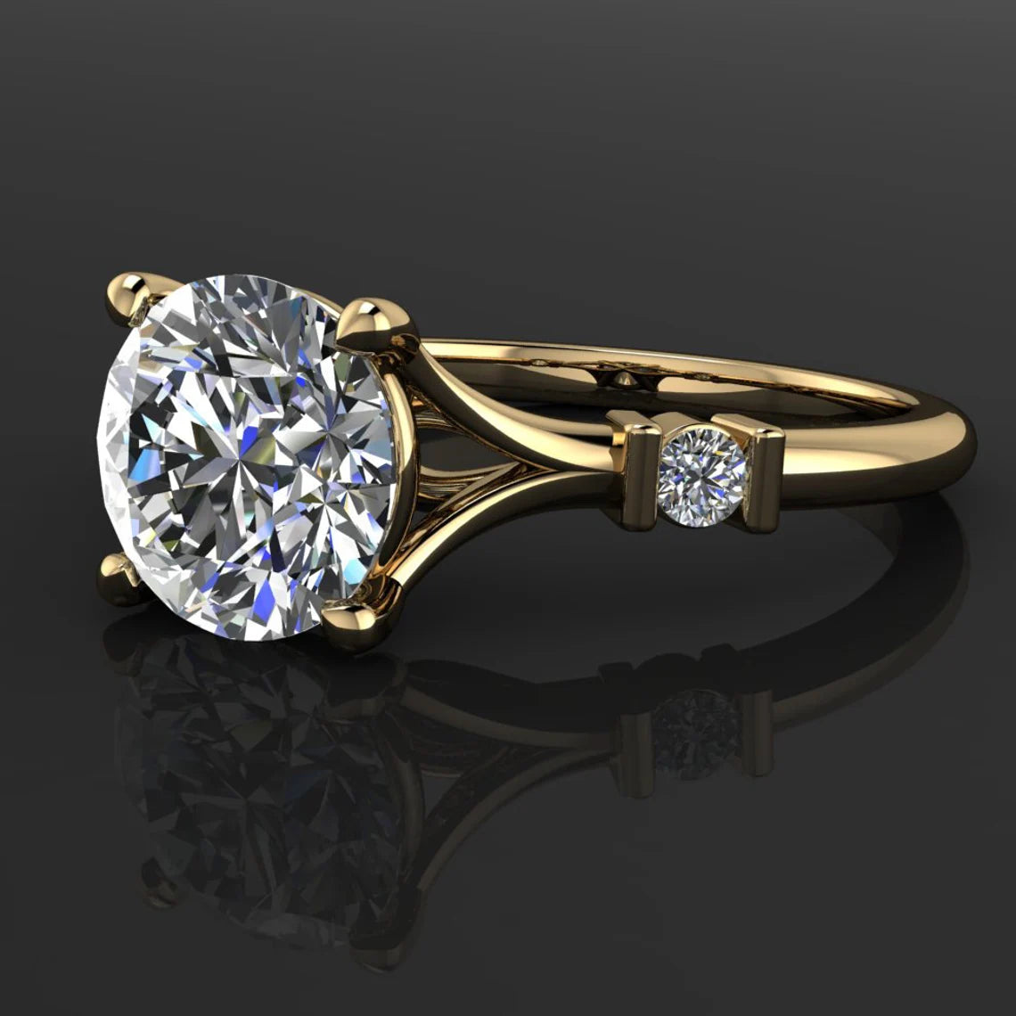 beckett ring - 1.5 carat round NEO moissanite and diamond engagement ring - J Hollywood Designs