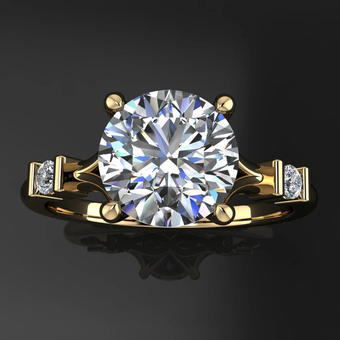 beckett ring - 1.5 carat round NEO moissanite and diamond engagement ring - J Hollywood Designs