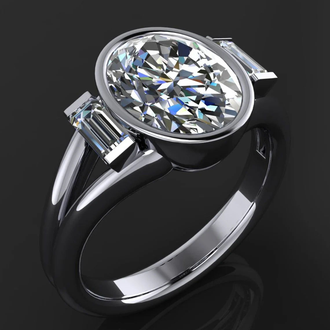 azul ring - oval NEO moissanite engagement ring - J Hollywood Designs