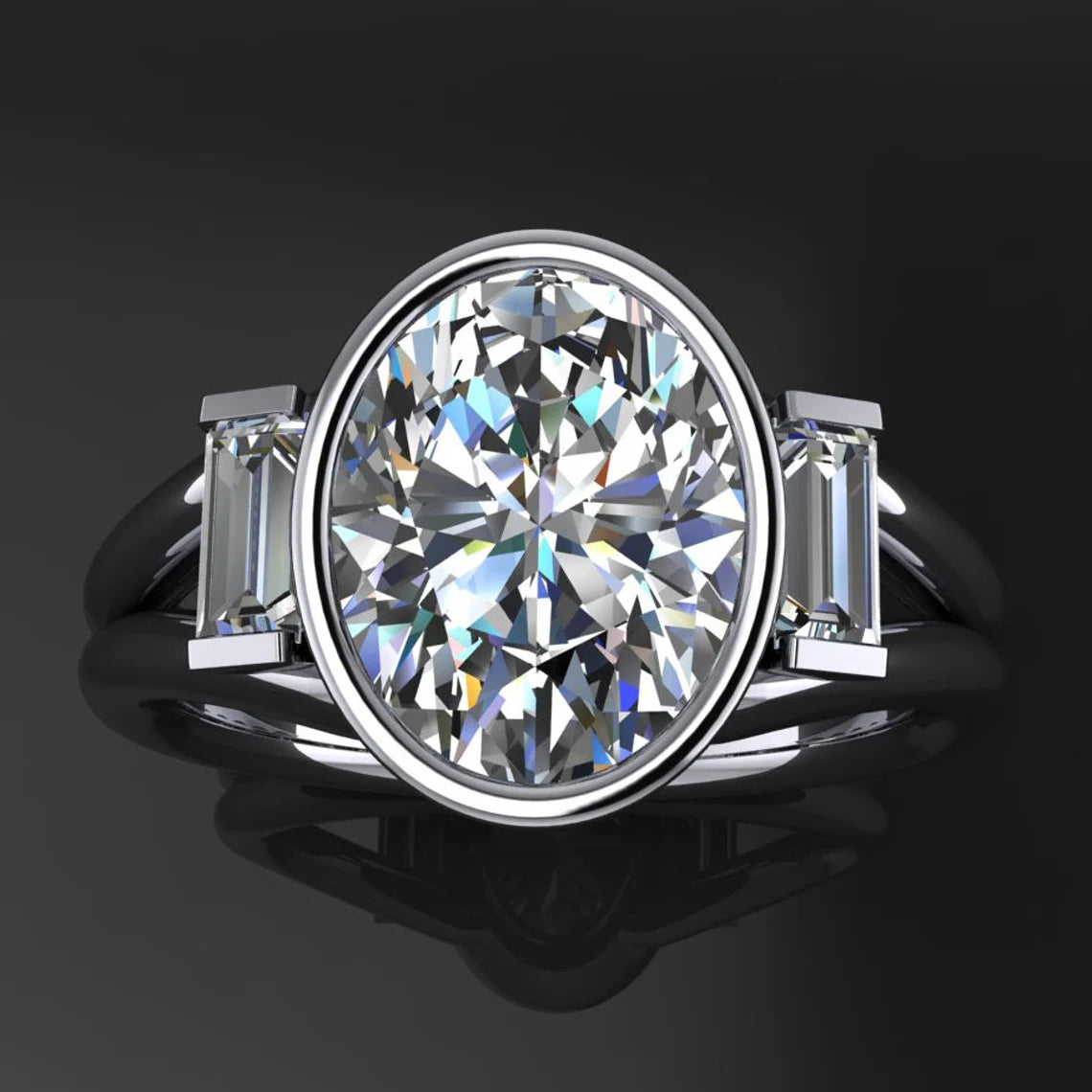 azul ring - oval NEO moissanite engagement ring - J Hollywood Designs