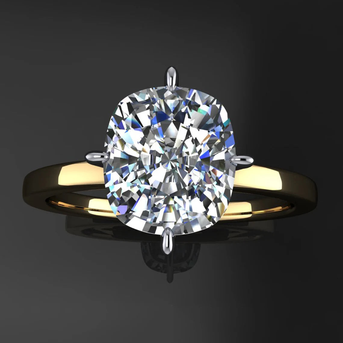 katerina ring - 2 carat elongated cushion ZAYA moissanite engagement ring - J Hollywood Designs