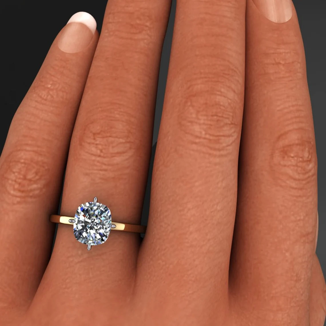 katerina ring - 2 carat elongated cushion ZAYA moissanite engagement ring - J Hollywood Designs