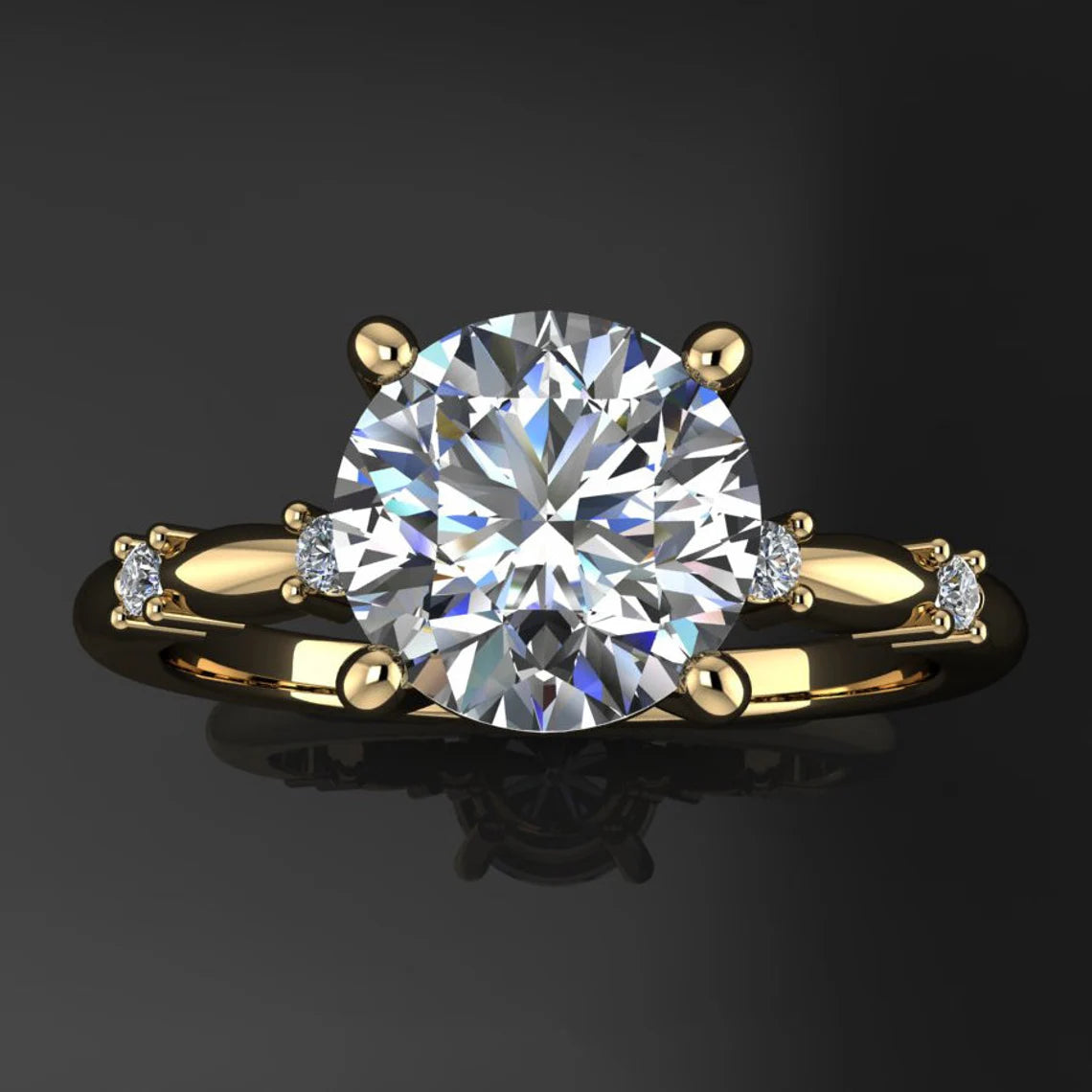 jasmine ring - 1.5 carat diamond cut round moissanite engagement ring, NEO moissanite - J Hollywood Designs