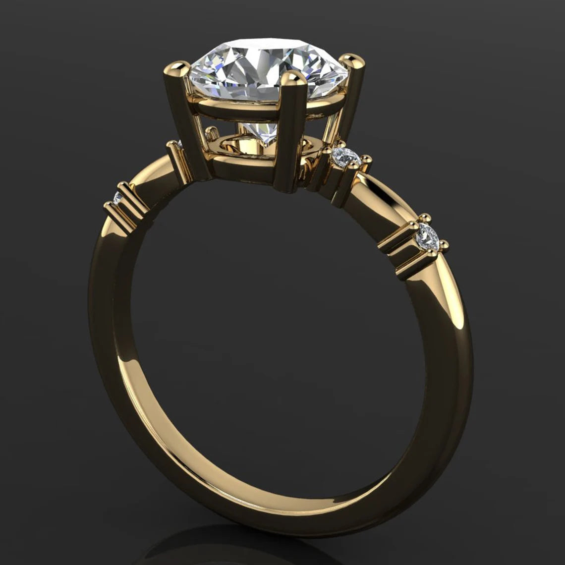 jasmine ring - 1.5 carat diamond cut round moissanite engagement ring, NEO moissanite - J Hollywood Designs