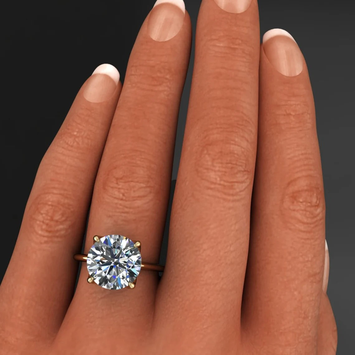 natalie ring - 5 carat Old European cut moissanite engagement ring, colorless ZAYA moissanite - J Hollywood Designs