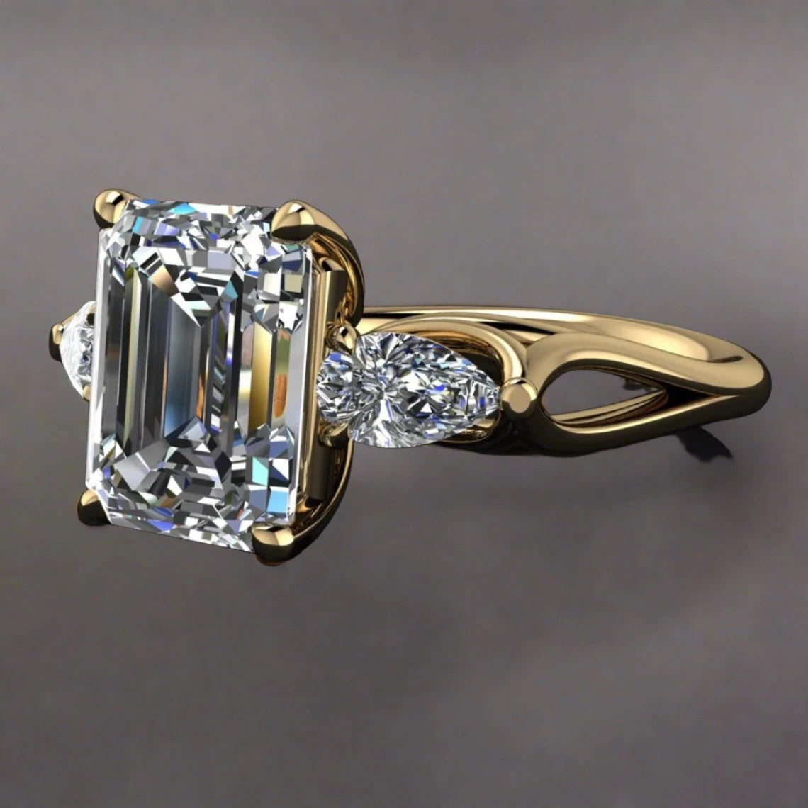 2 carat emerald cut ZAYA moissanite engagement ring - annabelle ring - J Hollywood Designs