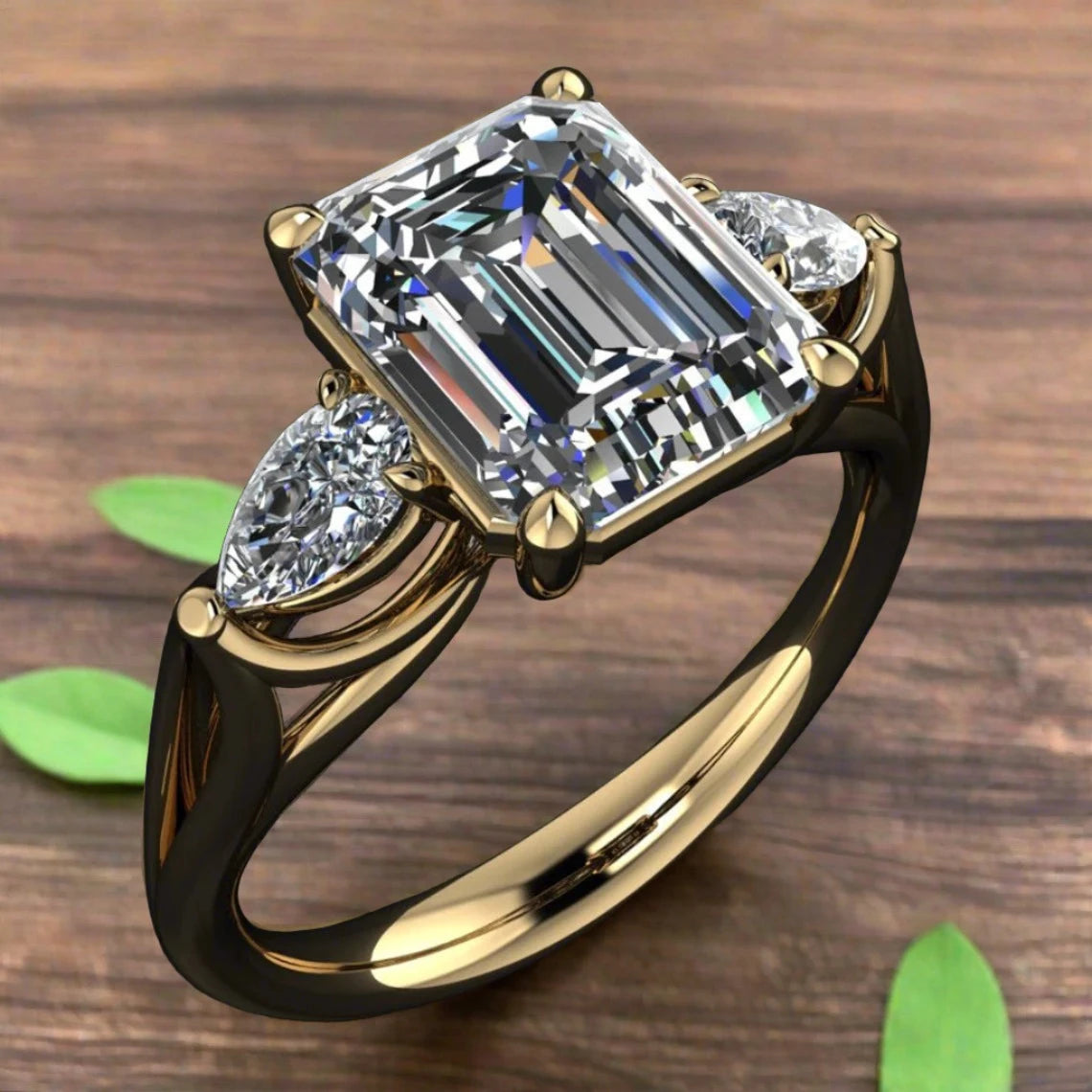 2 carat emerald cut ZAYA moissanite engagement ring - annabelle ring - J Hollywood Designs