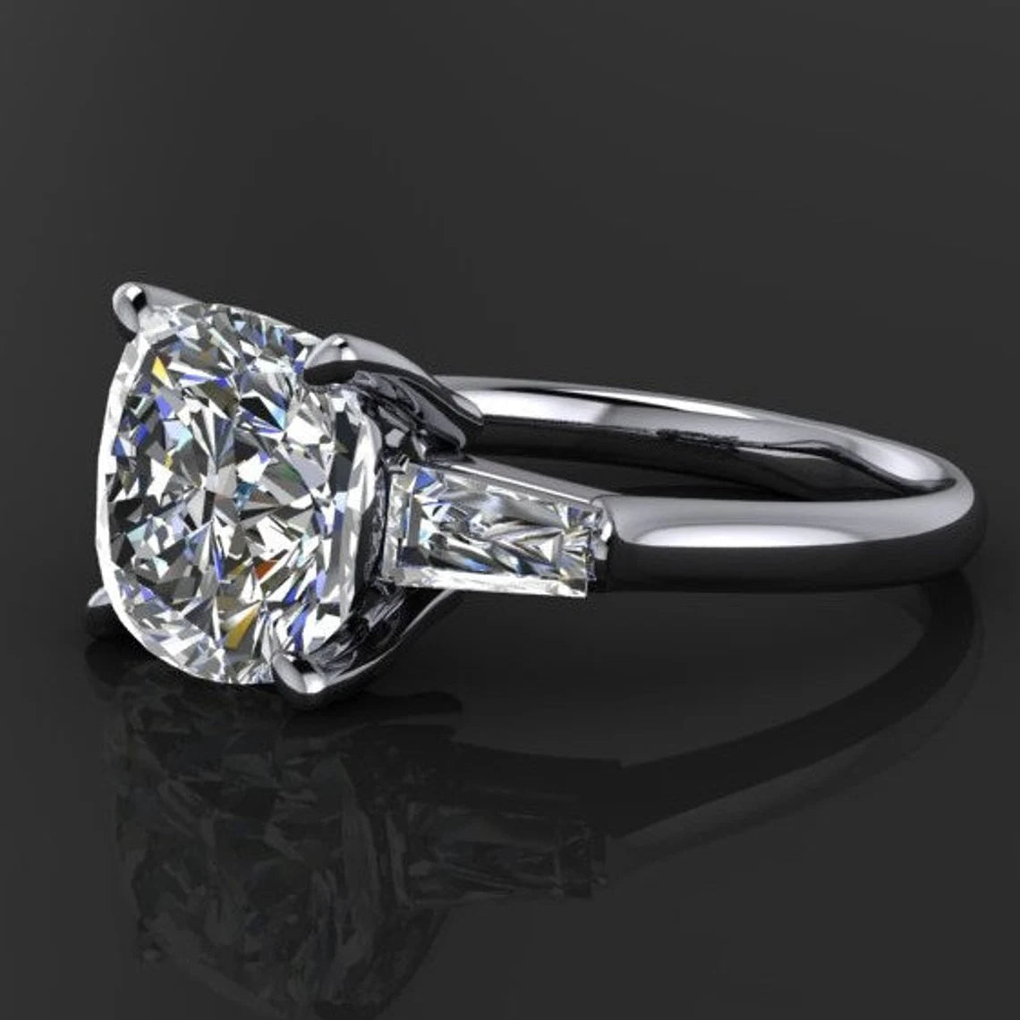 custom laurel ring – 3 carat cushion cut NEO moissanite engagement ring - J Hollywood Designs