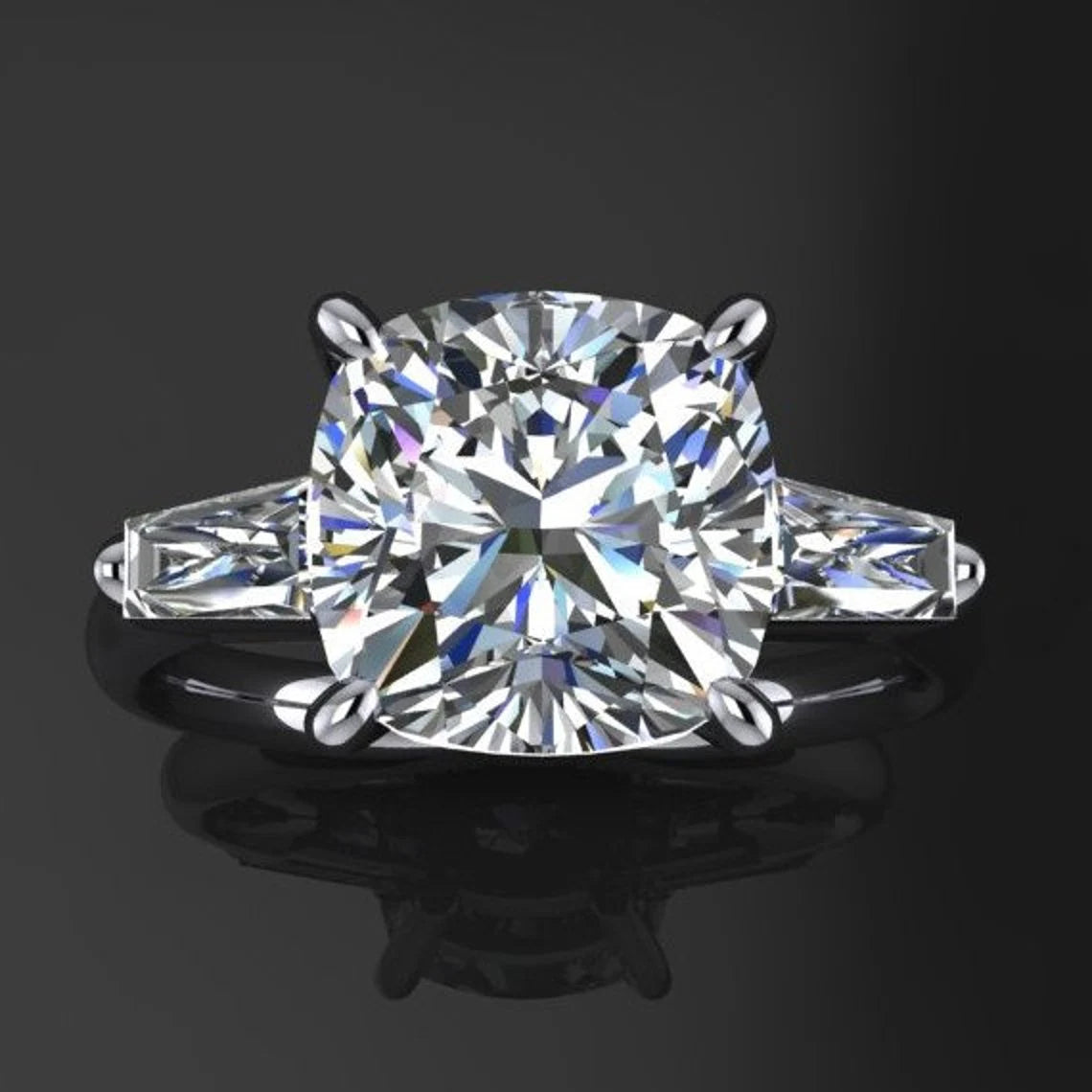 custom laurel ring – 3 carat cushion cut NEO moissanite engagement ring - J Hollywood Designs