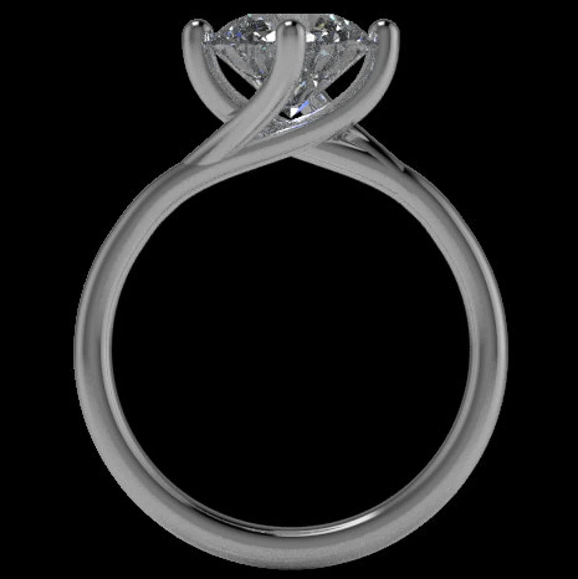 custom twist ring - 2 carat NEO moissanite engagement ring, round moissanite ring - J Hollywood Designs