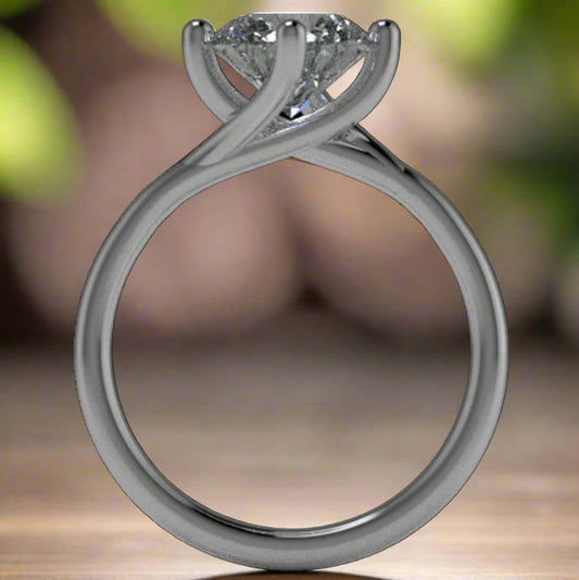 custom twist ring - 2 carat NEO moissanite engagement ring, round moissanite ring - J Hollywood Designs