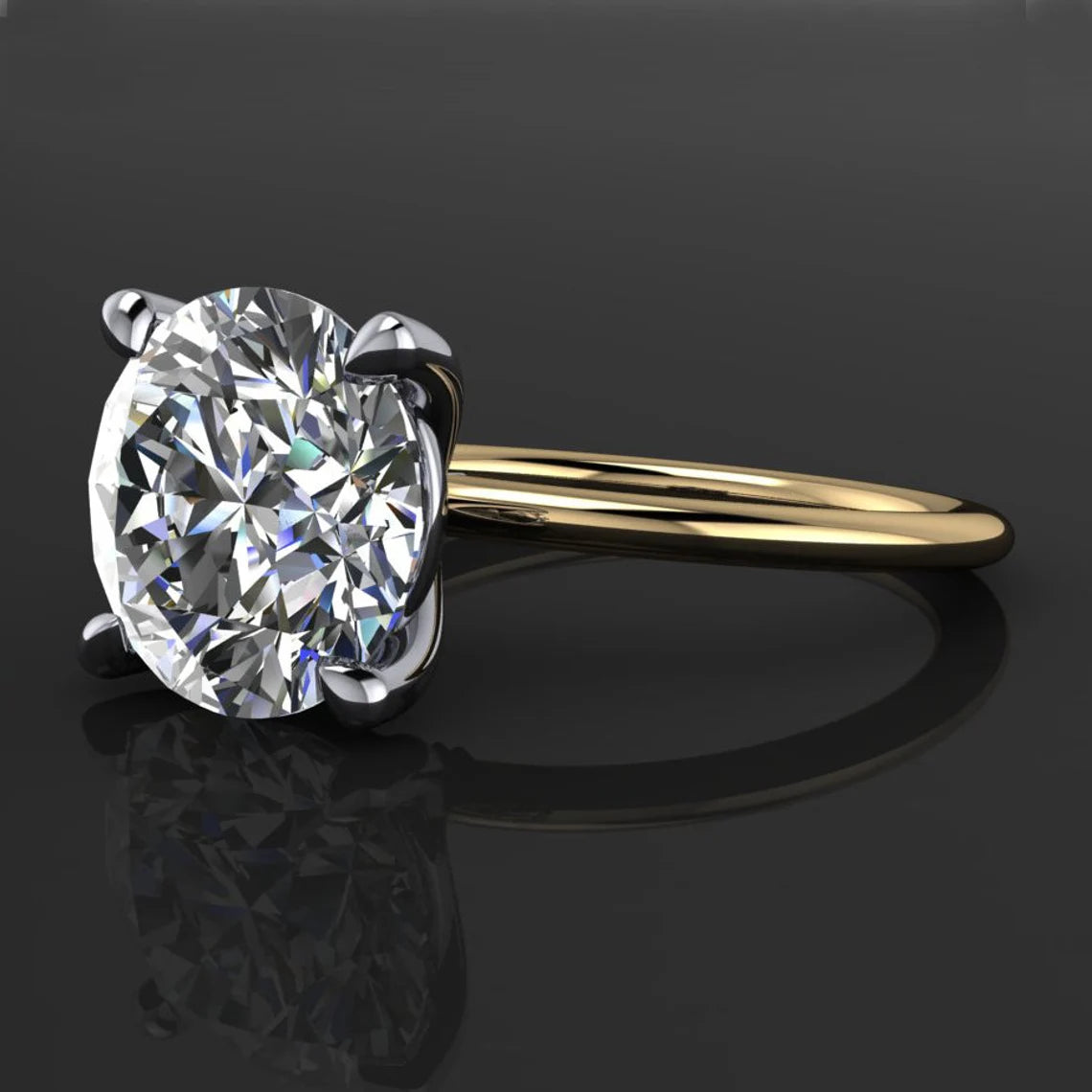2.5 carat round moissanite engagement ring - naked shay ring, Hollywood round - J Hollywood Designs