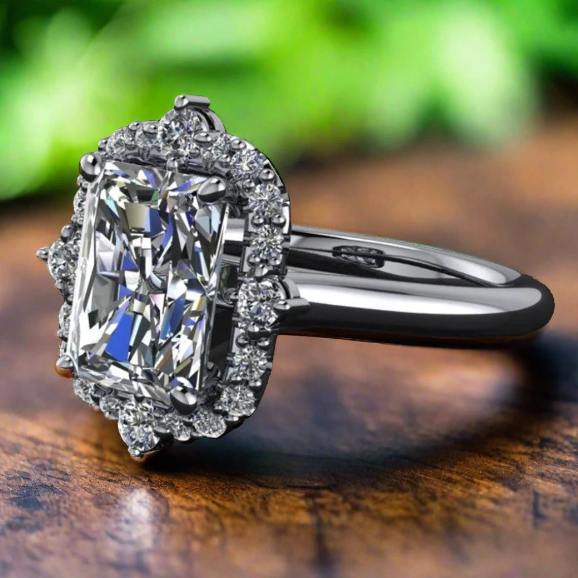 bridget ring - 2 carat moissanite engagement ring, vintage inspired ring, diamond halo - J Hollywood Designs