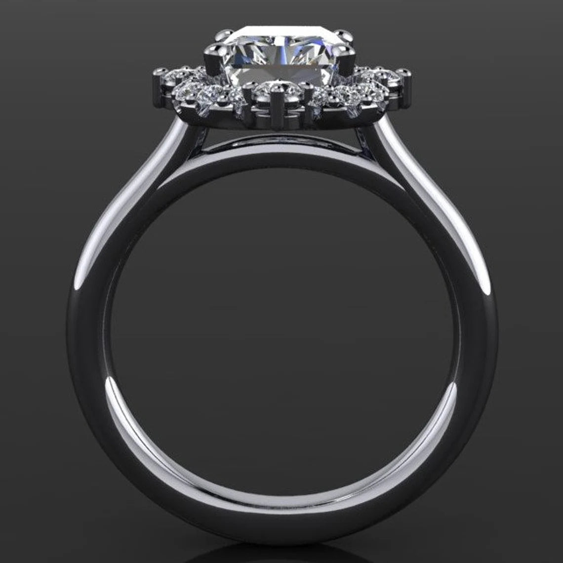 bridget ring - 2 carat moissanite engagement ring, vintage inspired ring, diamond halo - J Hollywood Designs