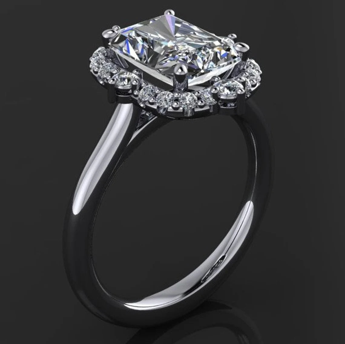 bridget ring - 2 carat moissanite engagement ring, vintage inspired ring, diamond halo - J Hollywood Designs