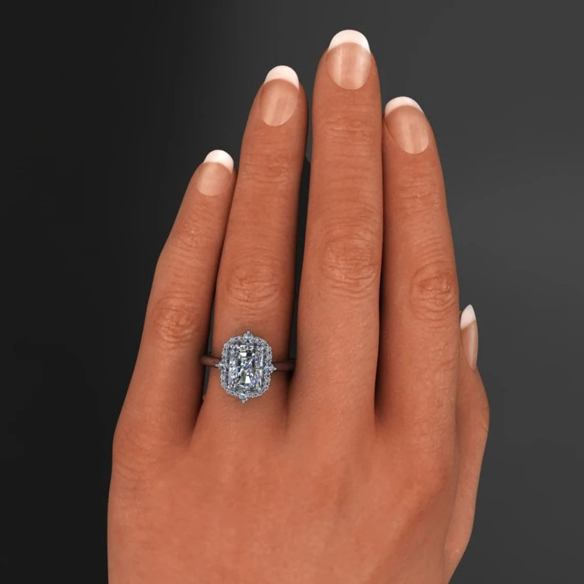 bridget ring - 2 carat moissanite engagement ring, vintage inspired ring, diamond halo - J Hollywood Designs