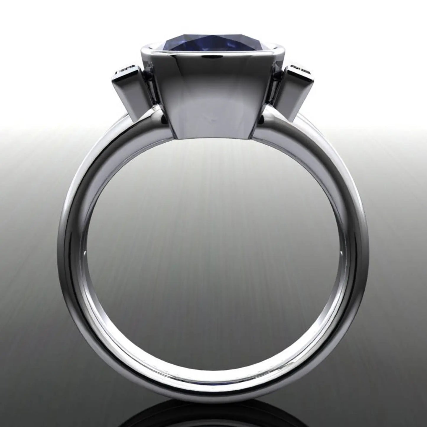 azul ring - 4.5 carat cushion cut sapphire and ZAYA moissanite ring - lab grown - J Hollywood Designs