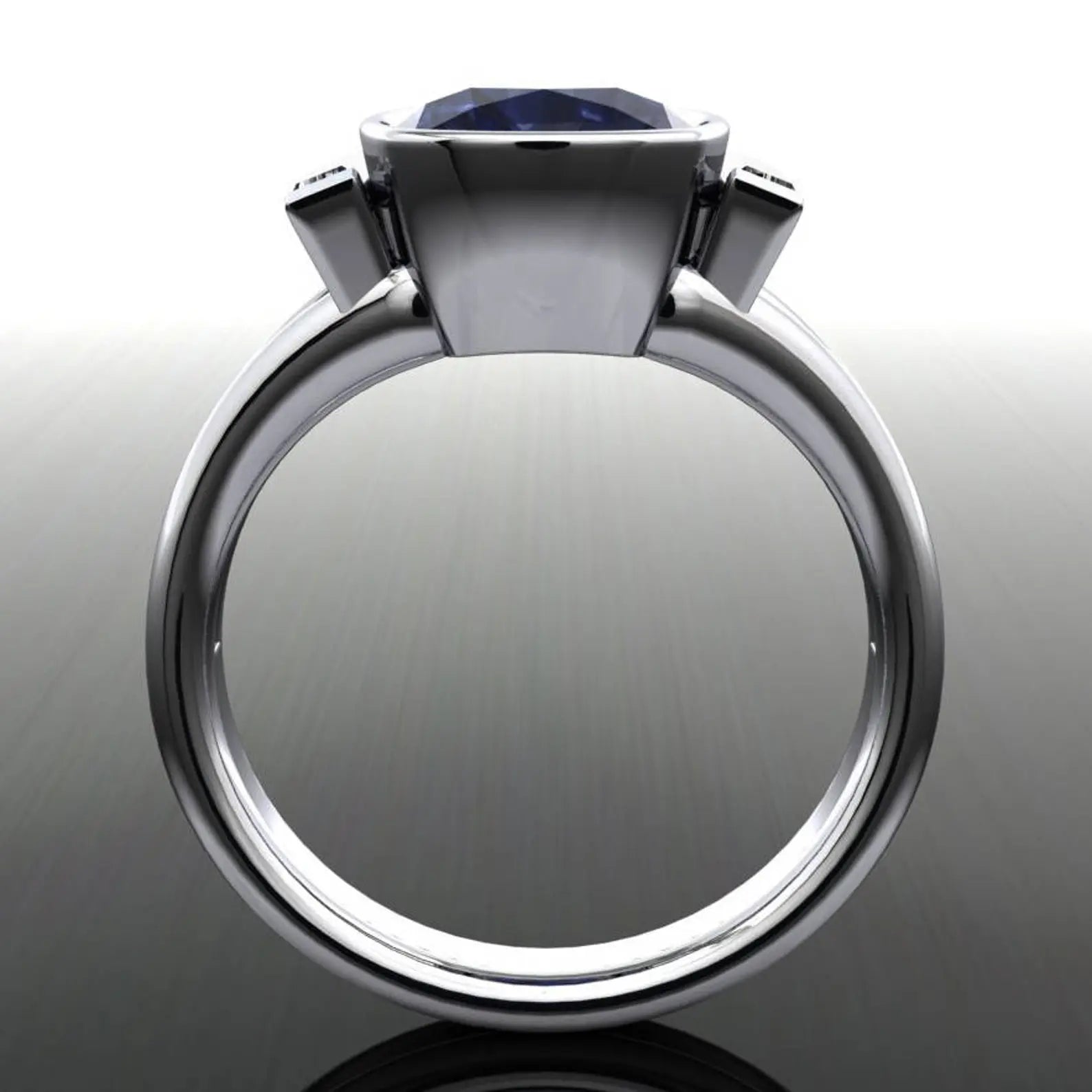 azul ring - 4.5 carat cushion cut sapphire and ZAYA moissanite ring - lab grown - J Hollywood Designs