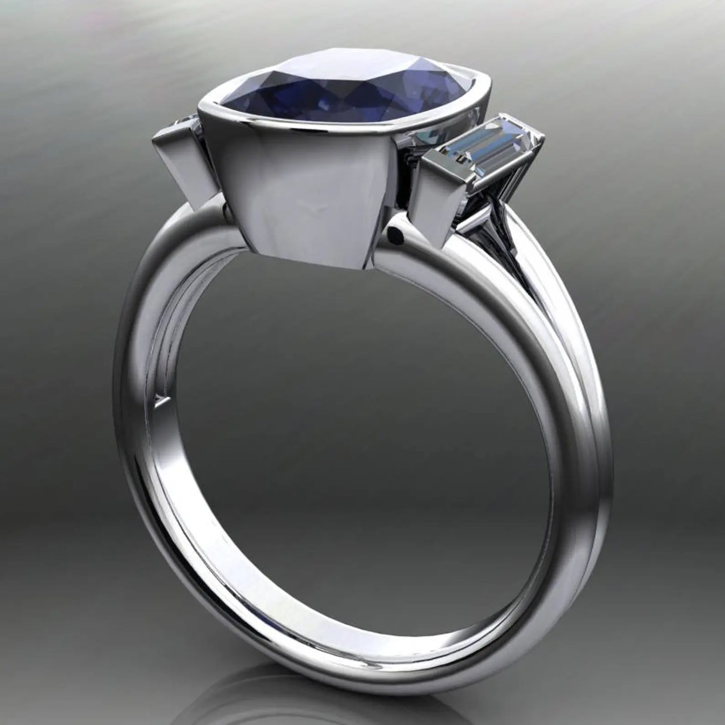 azul ring - 4.5 carat cushion cut sapphire and ZAYA moissanite ring - lab grown - J Hollywood Designs