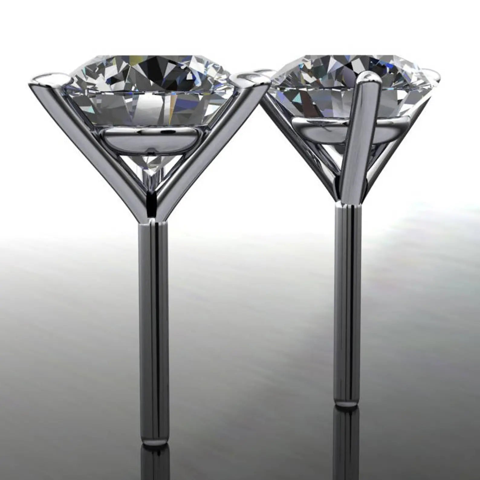 2 carat diamond cut NEO moissanite earrings, 14k gold stud earrings - J Hollywood Designs