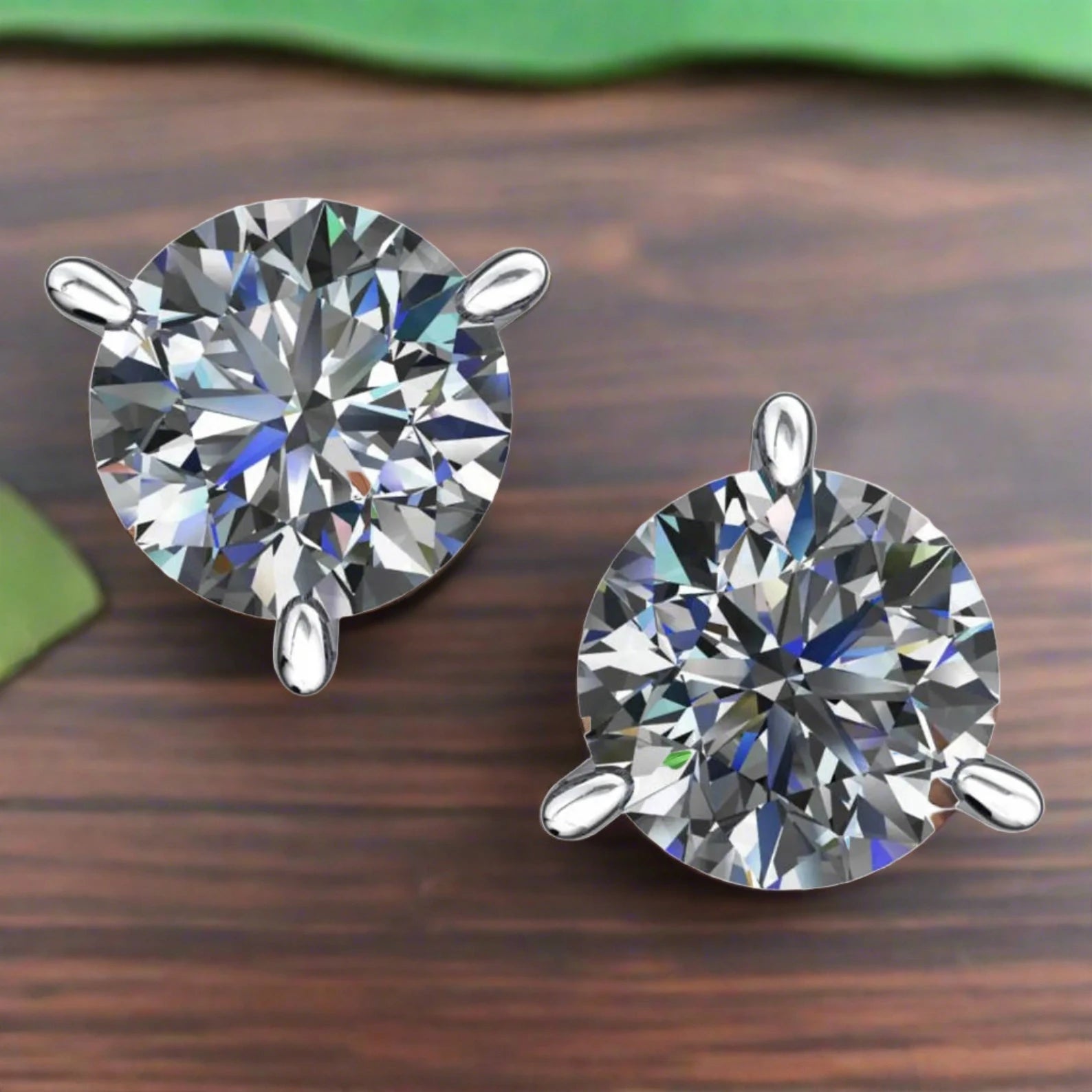 2 carat diamond cut NEO moissanite earrings, 14k gold stud earrings - J Hollywood Designs