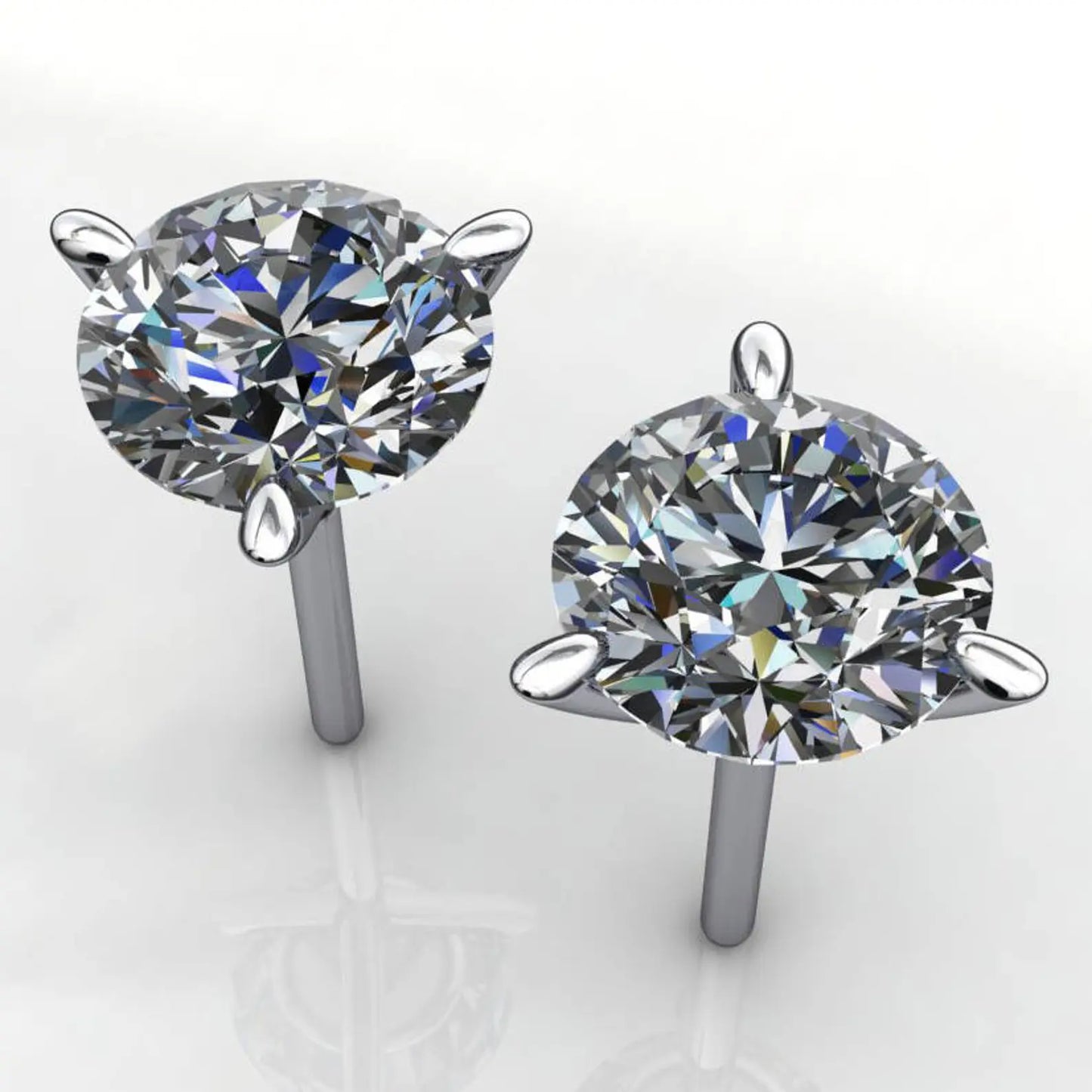 2 carat diamond cut NEO moissanite earrings, 14k gold stud earrings - J Hollywood Designs