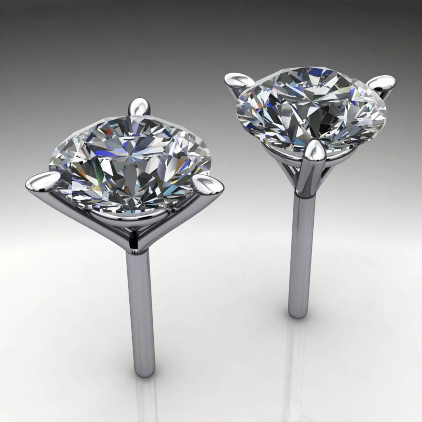 2 carat diamond cut NEO moissanite earrings, 14k gold stud earrings - J Hollywood Designs