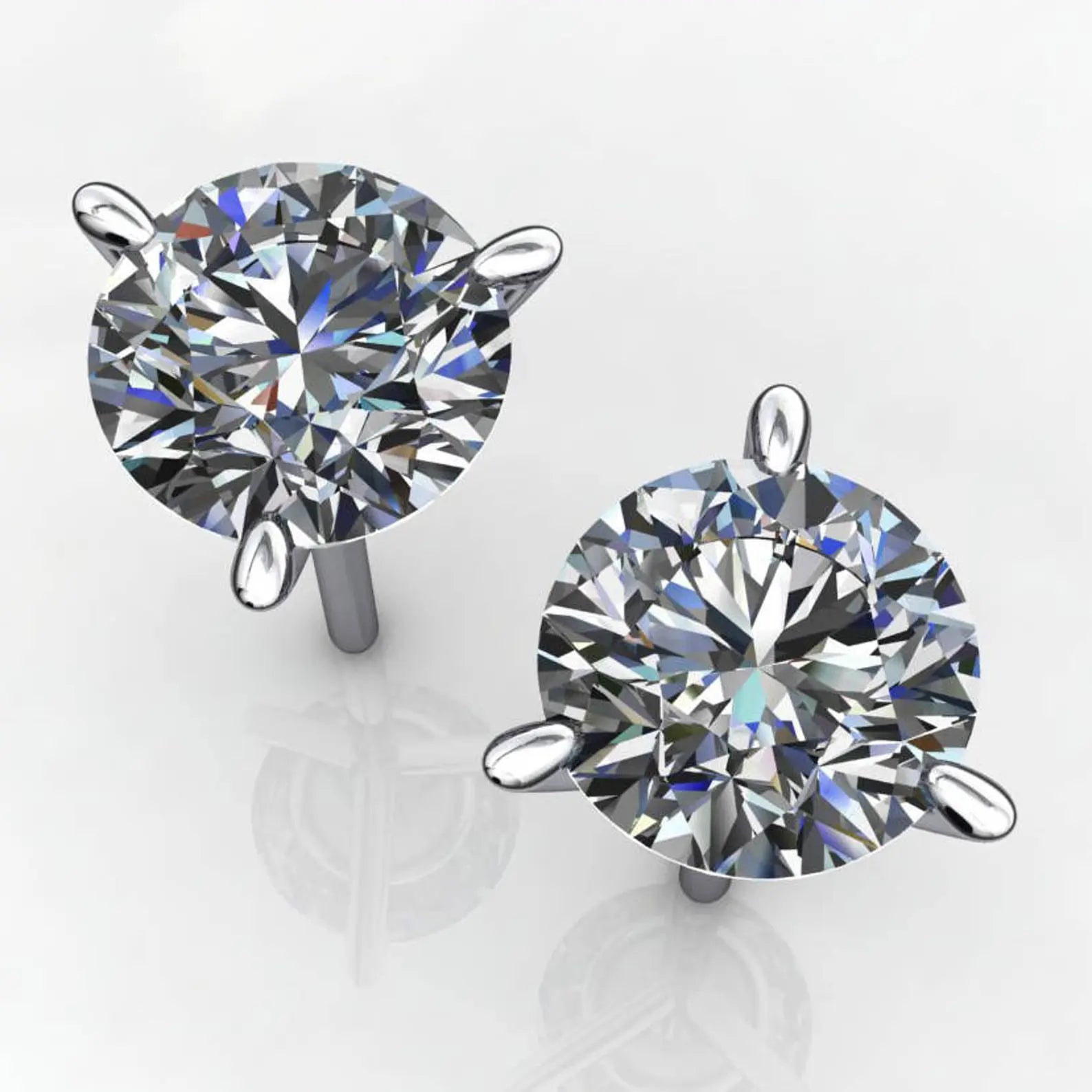 2 carat diamond cut NEO moissanite earrings, 14k gold stud earrings - J Hollywood Designs