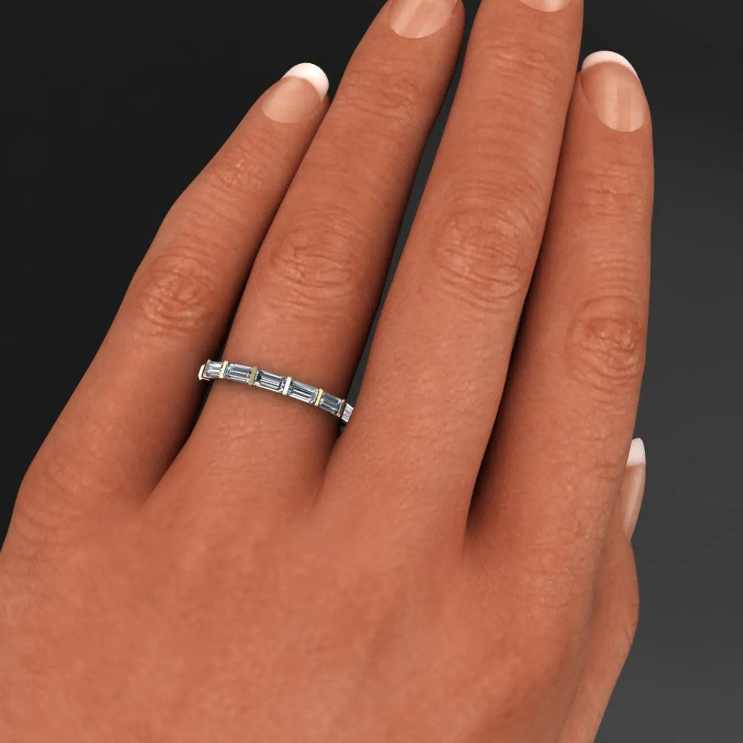 lexie ring – 1 carat moissanite anniversary band, ZAYA moissanite baguette ring - J Hollywood Designs