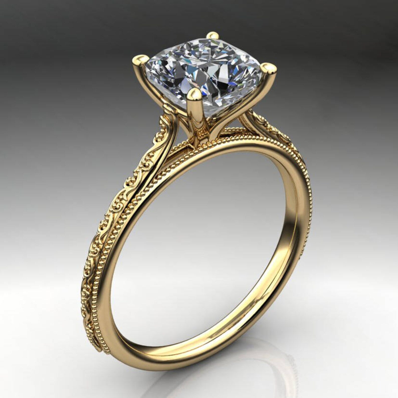 perla ring - 2 carat cushion cut NEO moissanite wedding set, moissanite engagement ring - J Hollywood Designs