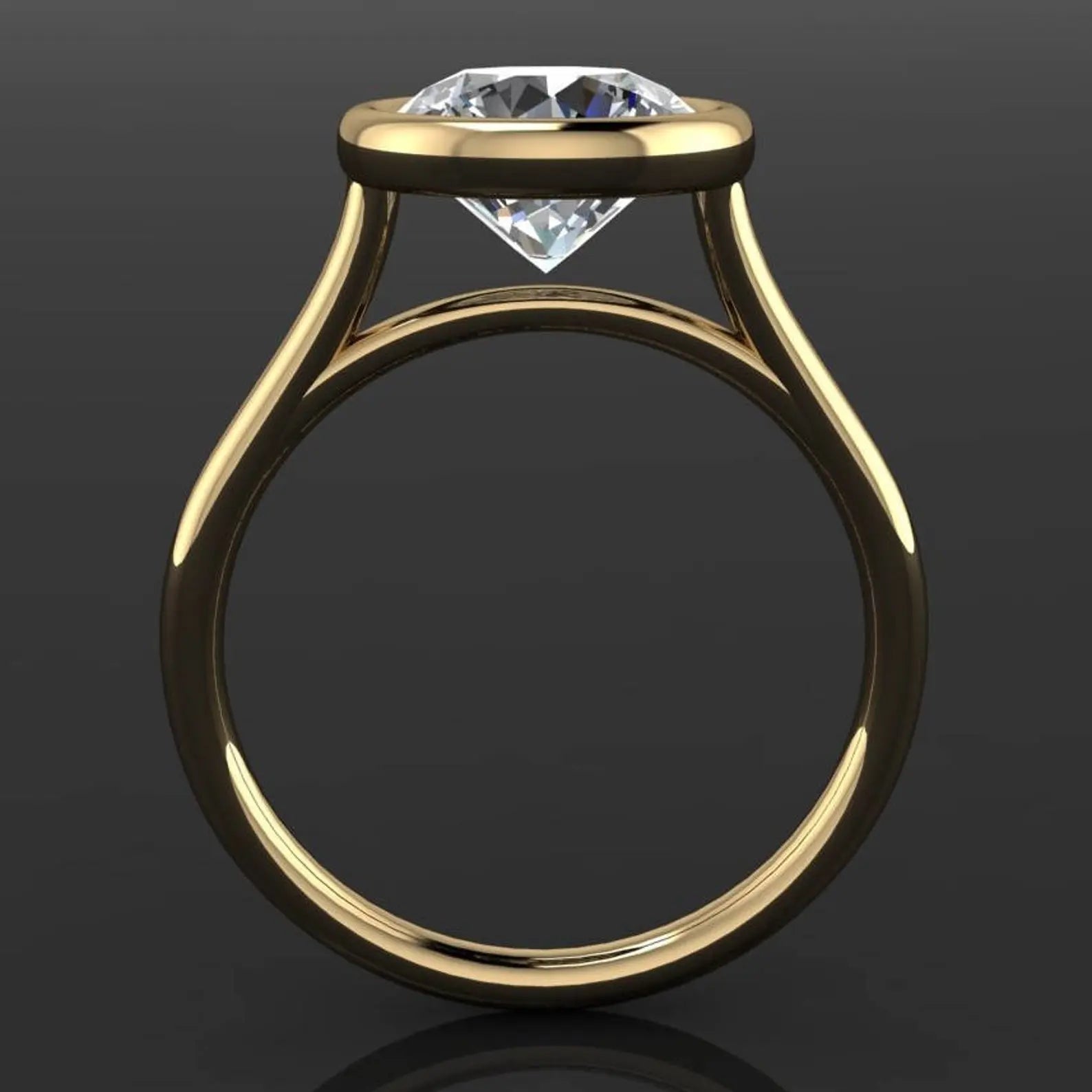 naked halle ring - 2.2 carat round cut NEO moissanite engagement ring, bezel set ring - J Hollywood Designs