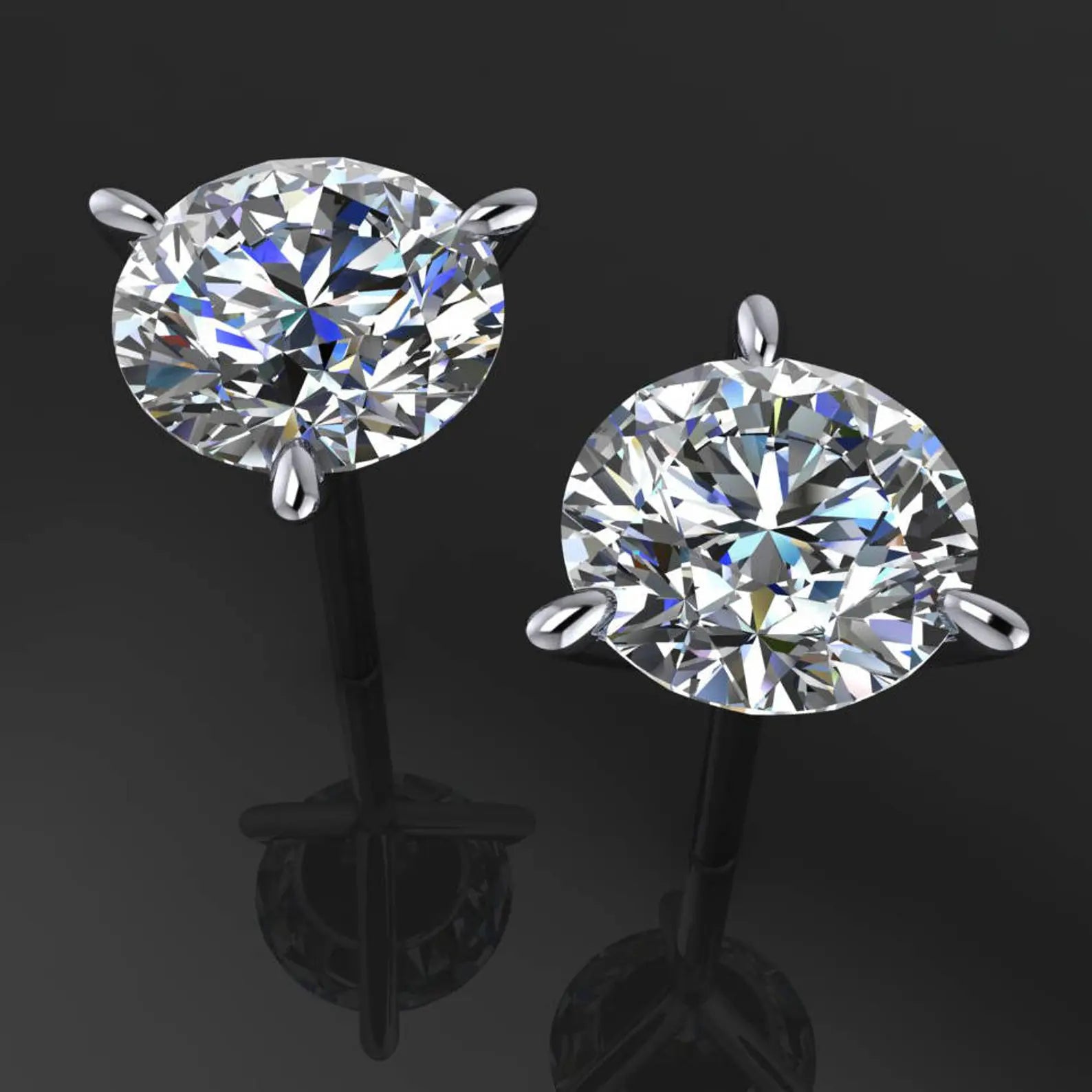 2 carat diamond cut NEO moissanite earrings, 14k gold stud earrings - J Hollywood Designs