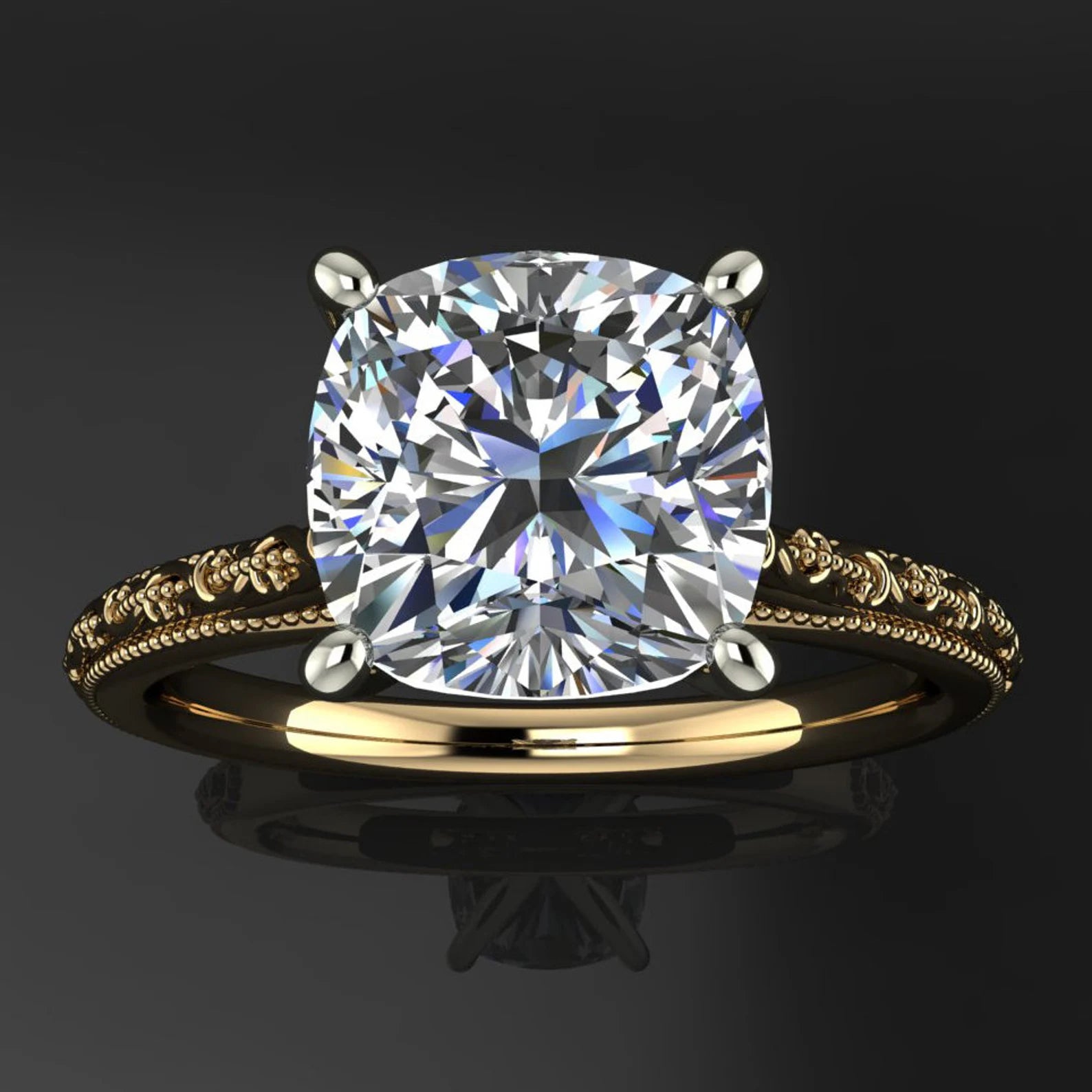 perla ring - 2 carat cushion cut NEO moissanite wedding set, moissanite engagement ring - J Hollywood Designs