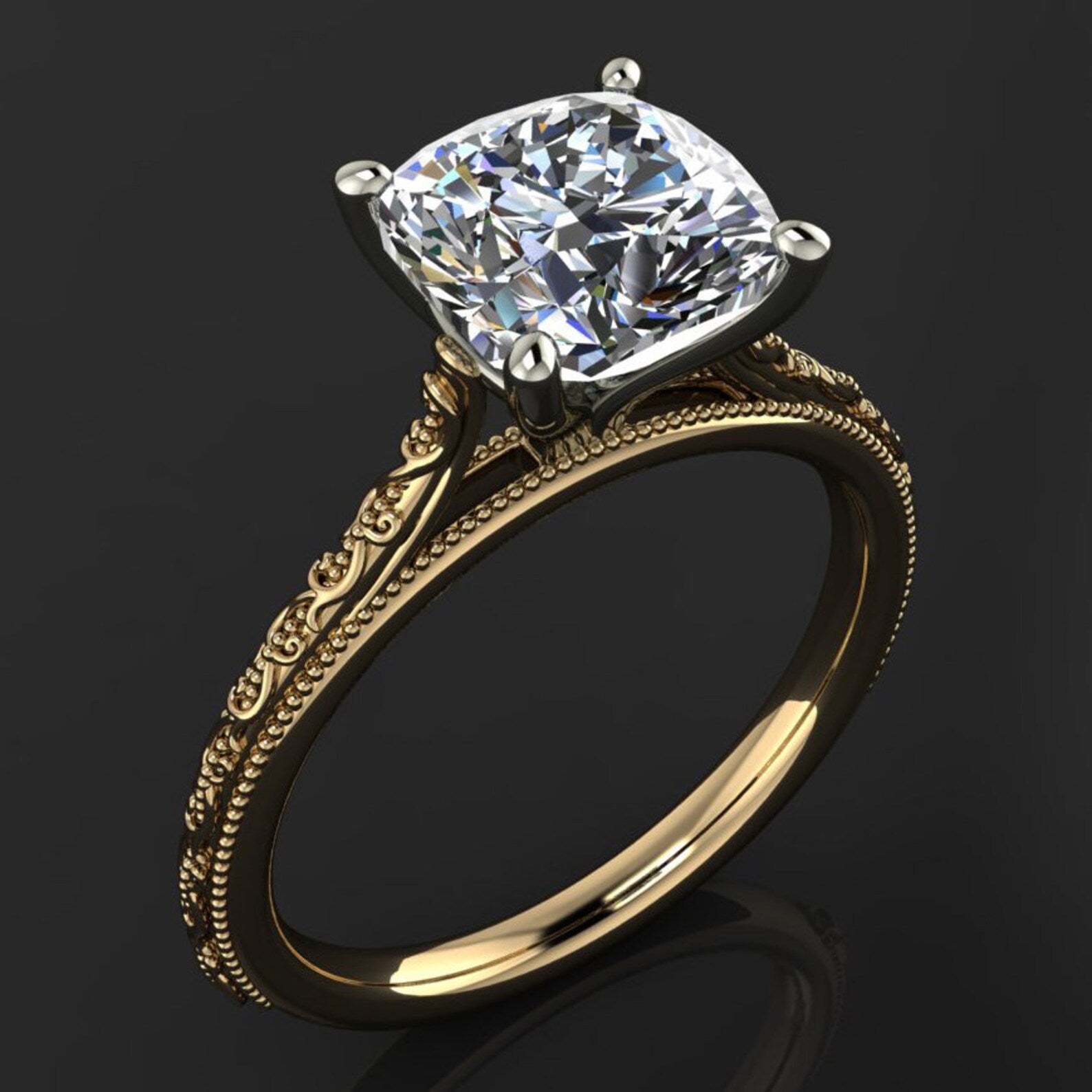 perla ring - 2 carat cushion cut NEO moissanite wedding set, moissanite engagement ring - J Hollywood Designs
