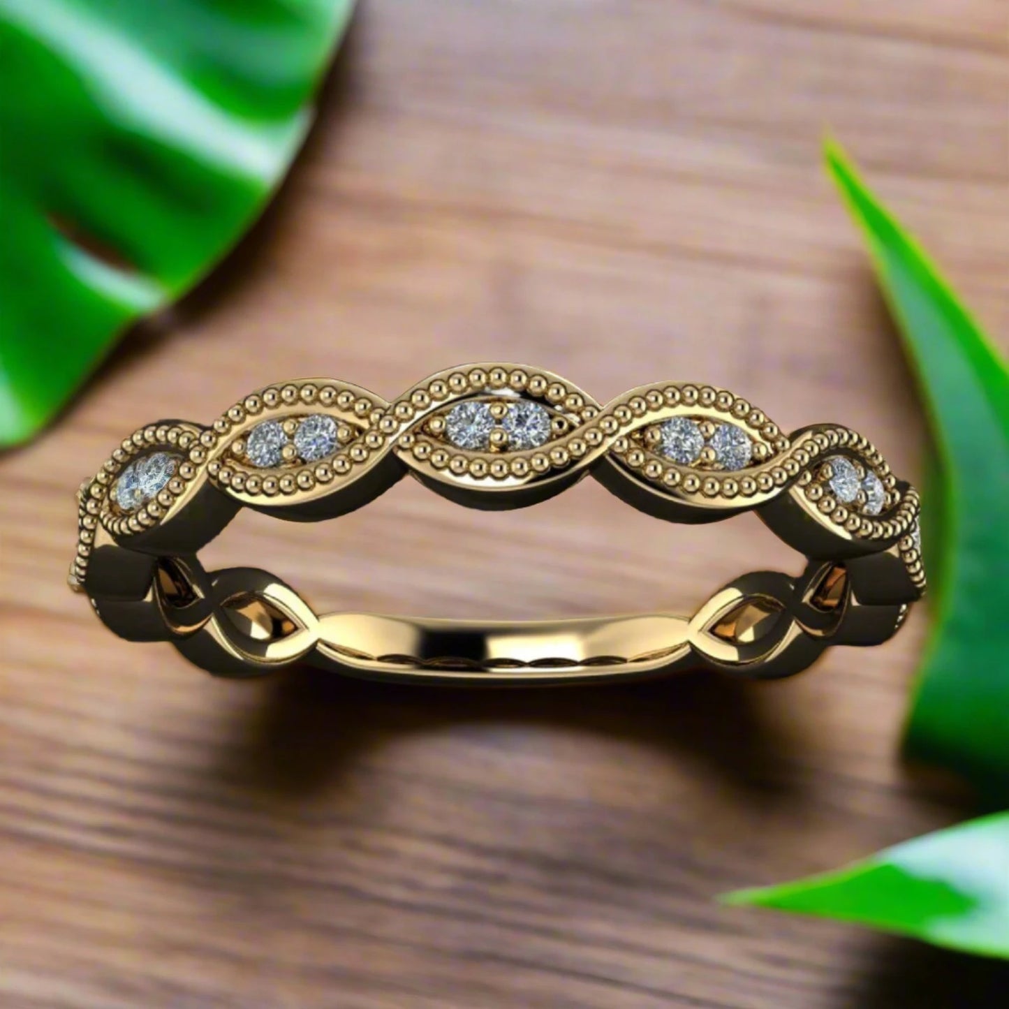 diamond stacking ring - vintage style diamond band - adeline ring - J Hollywood Designs