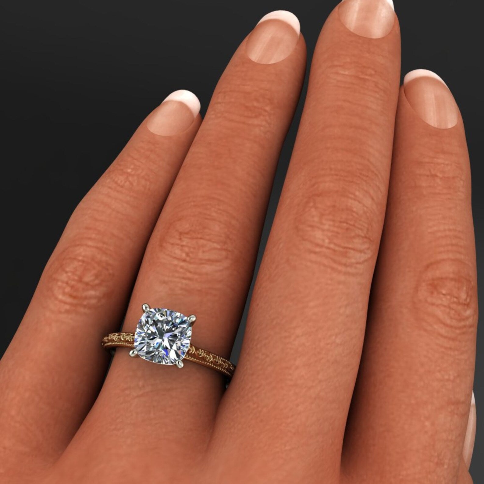 perla ring - 2 carat cushion cut NEO moissanite wedding set, moissanite engagement ring - J Hollywood Designs