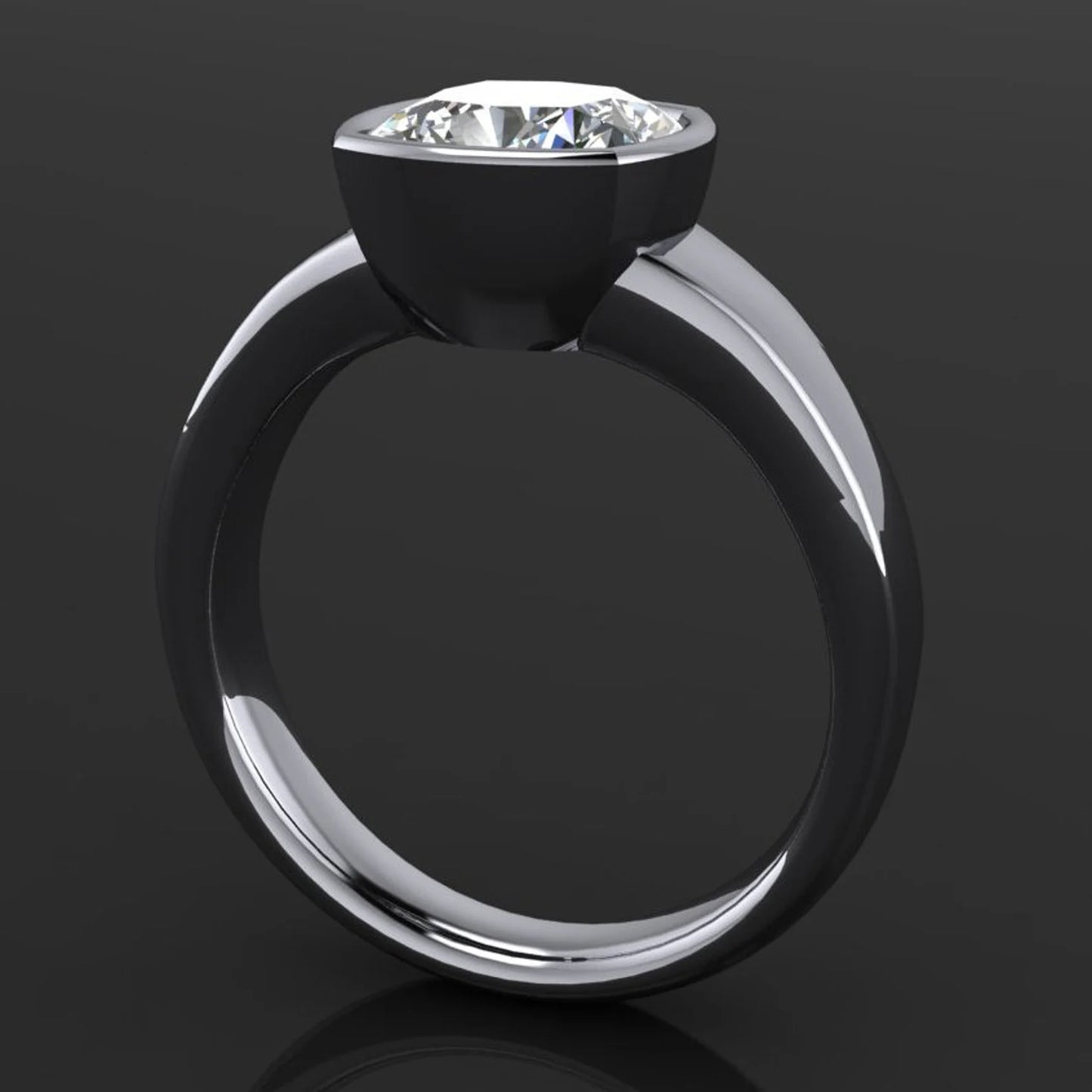 maddox ring – 3.3 carat cushion cut NEO moissanite engagement ring, bezel set engagement - J Hollywood Designs