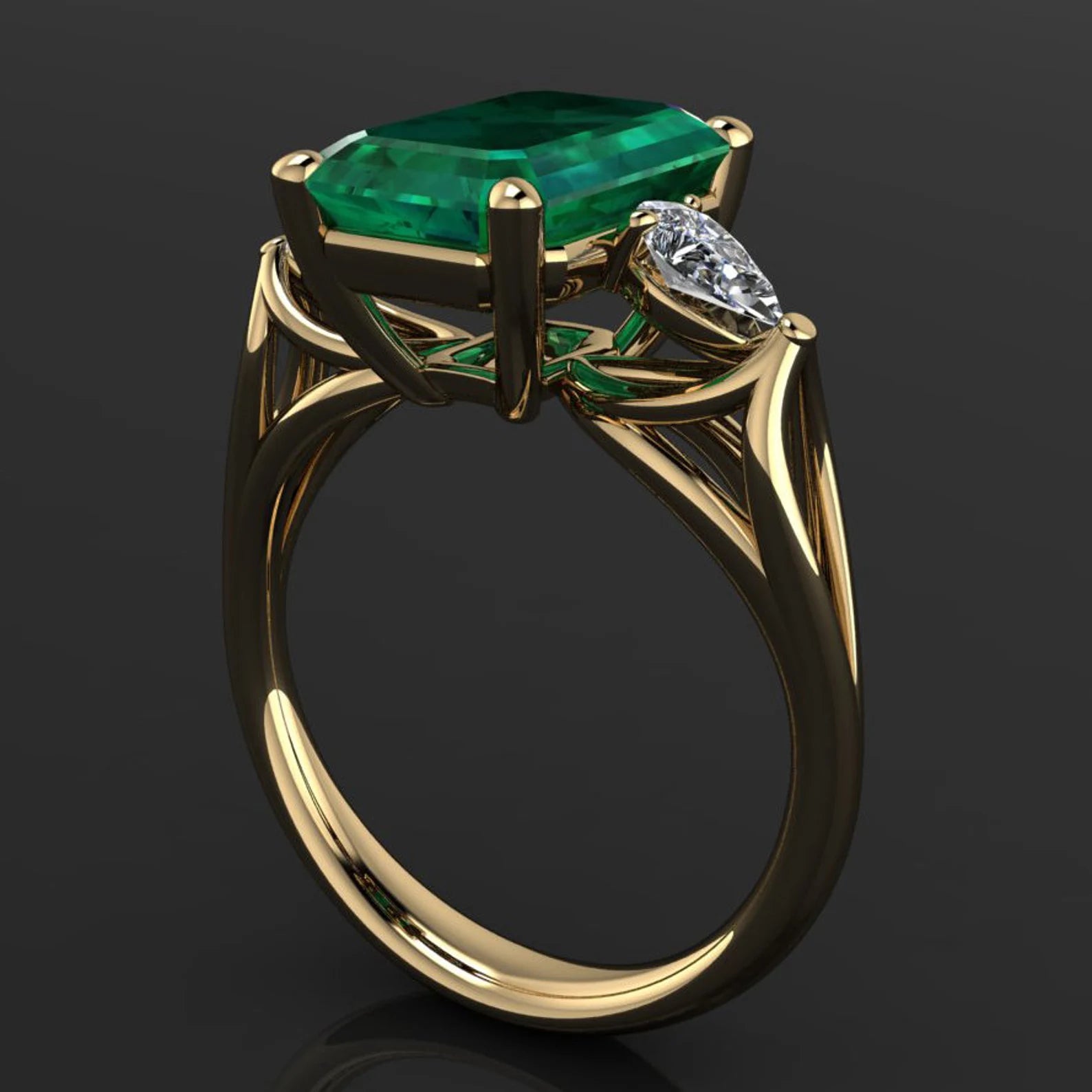 crazy rich asians ring - 4 carat green moissanite ring, emerald cut ZAYA moissanite - J Hollywood Designs