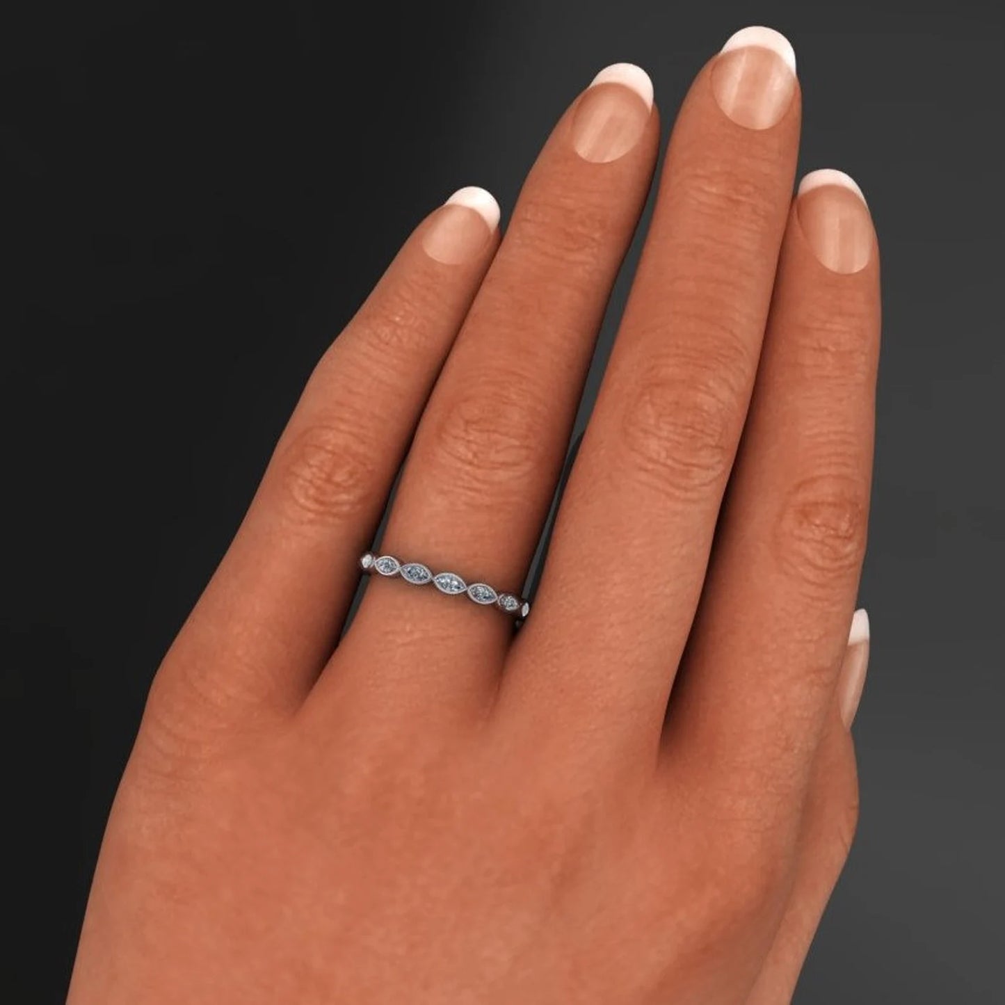 fiona wedding band - marquise diamond wedding ring, diamond eternity band - J Hollywood Designs