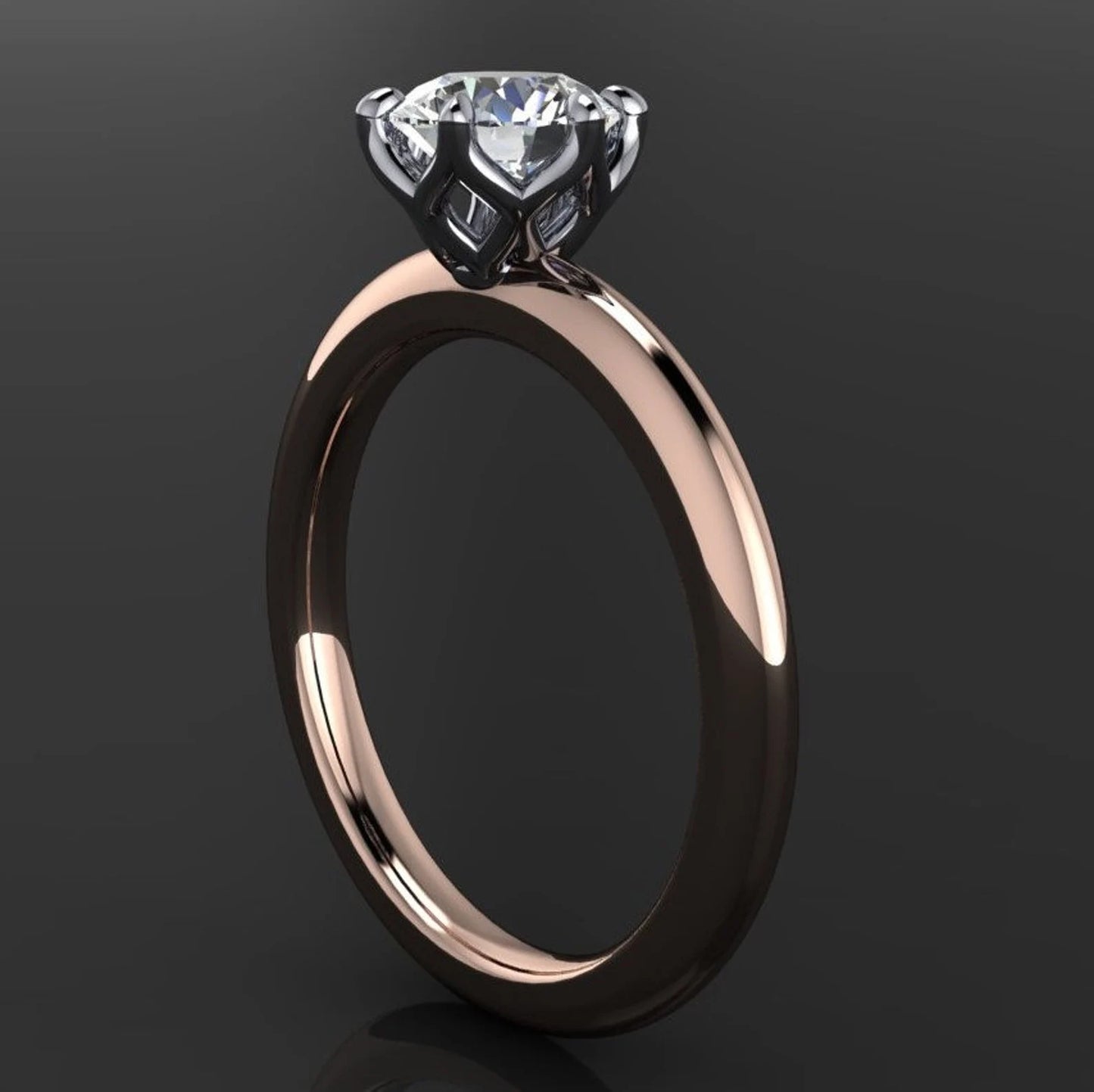 aria ring - half carat round NEO moissanite engagement ring, two tone ring - J Hollywood Designs