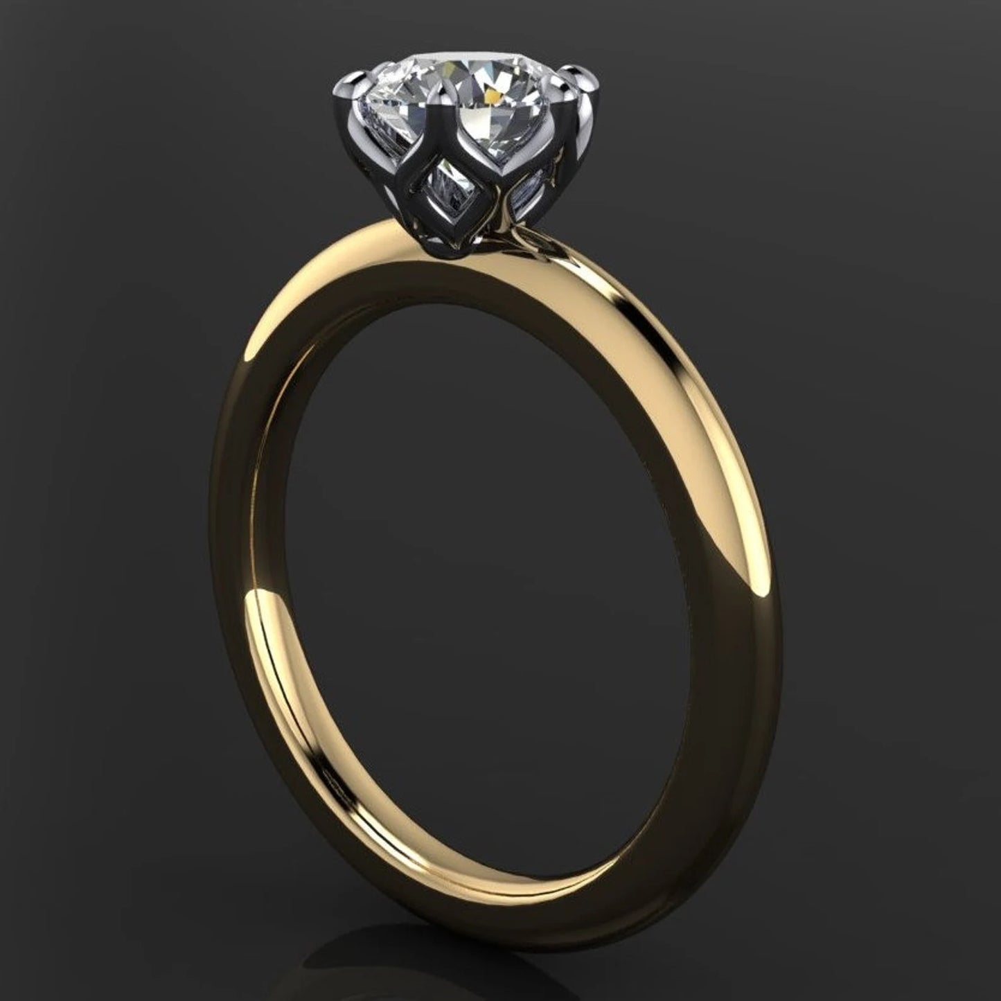 aria ring - half carat round NEO moissanite engagement ring, two tone ring - J Hollywood Designs