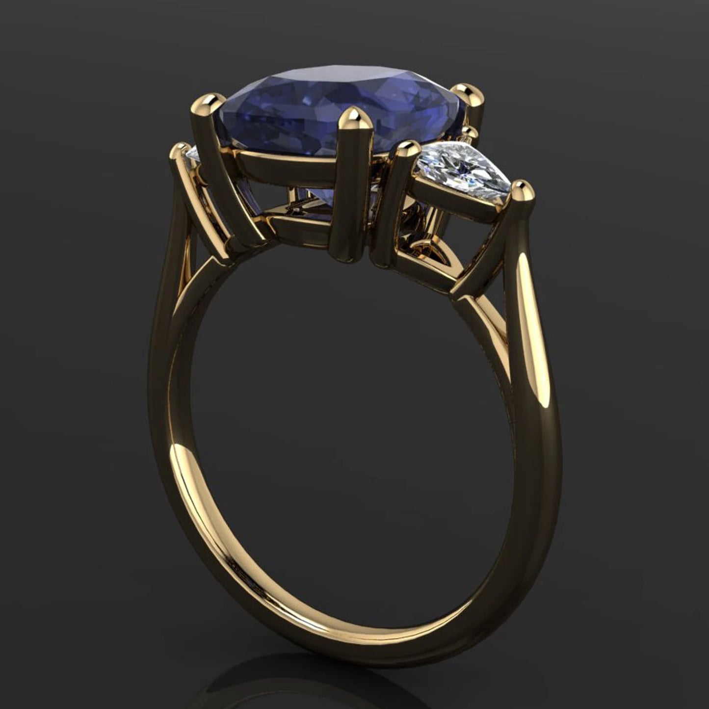 amelie ring - cushion cut lab grown sapphire engagement ring - J Hollywood Designs