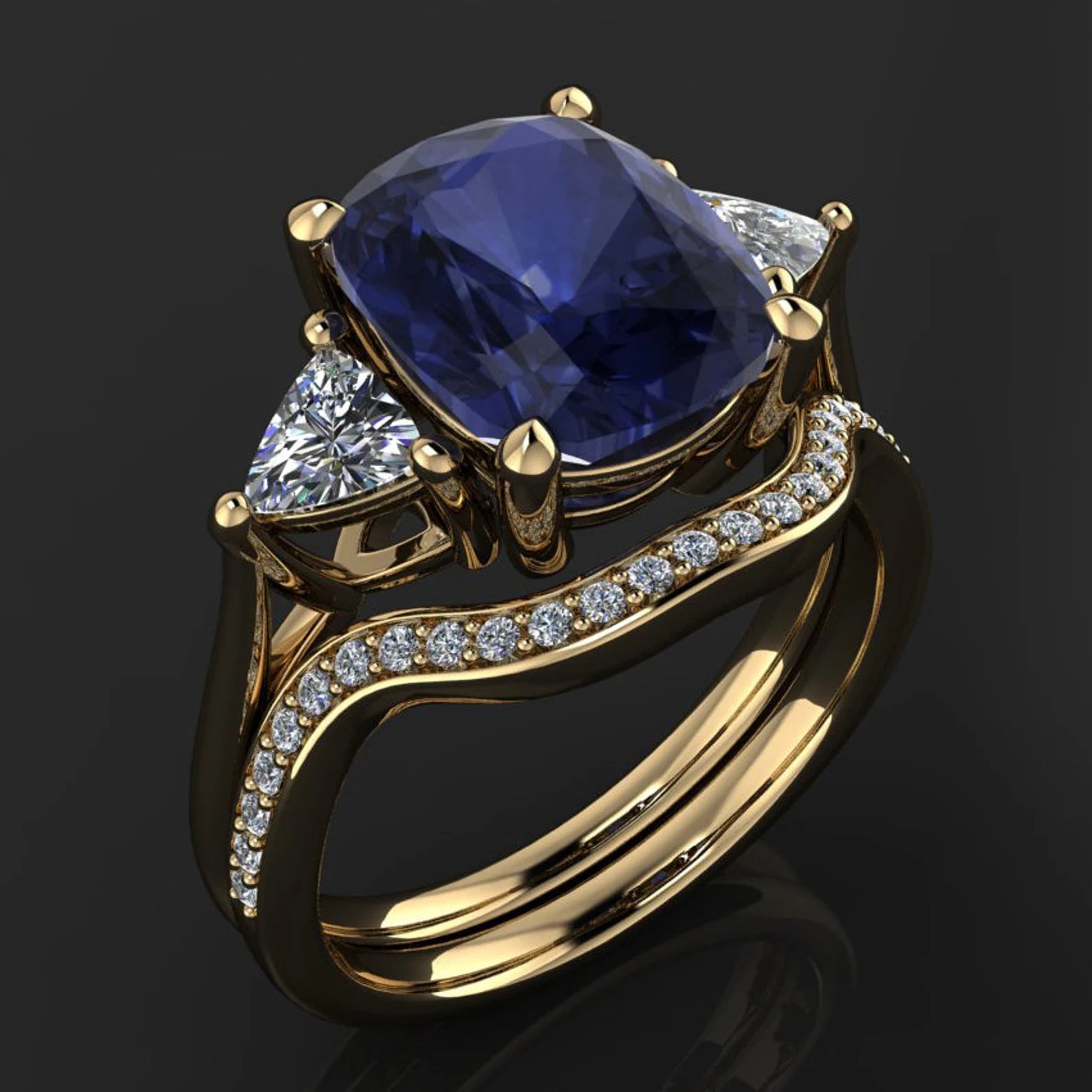 amelie ring - cushion cut lab grown sapphire engagement ring - J Hollywood Designs