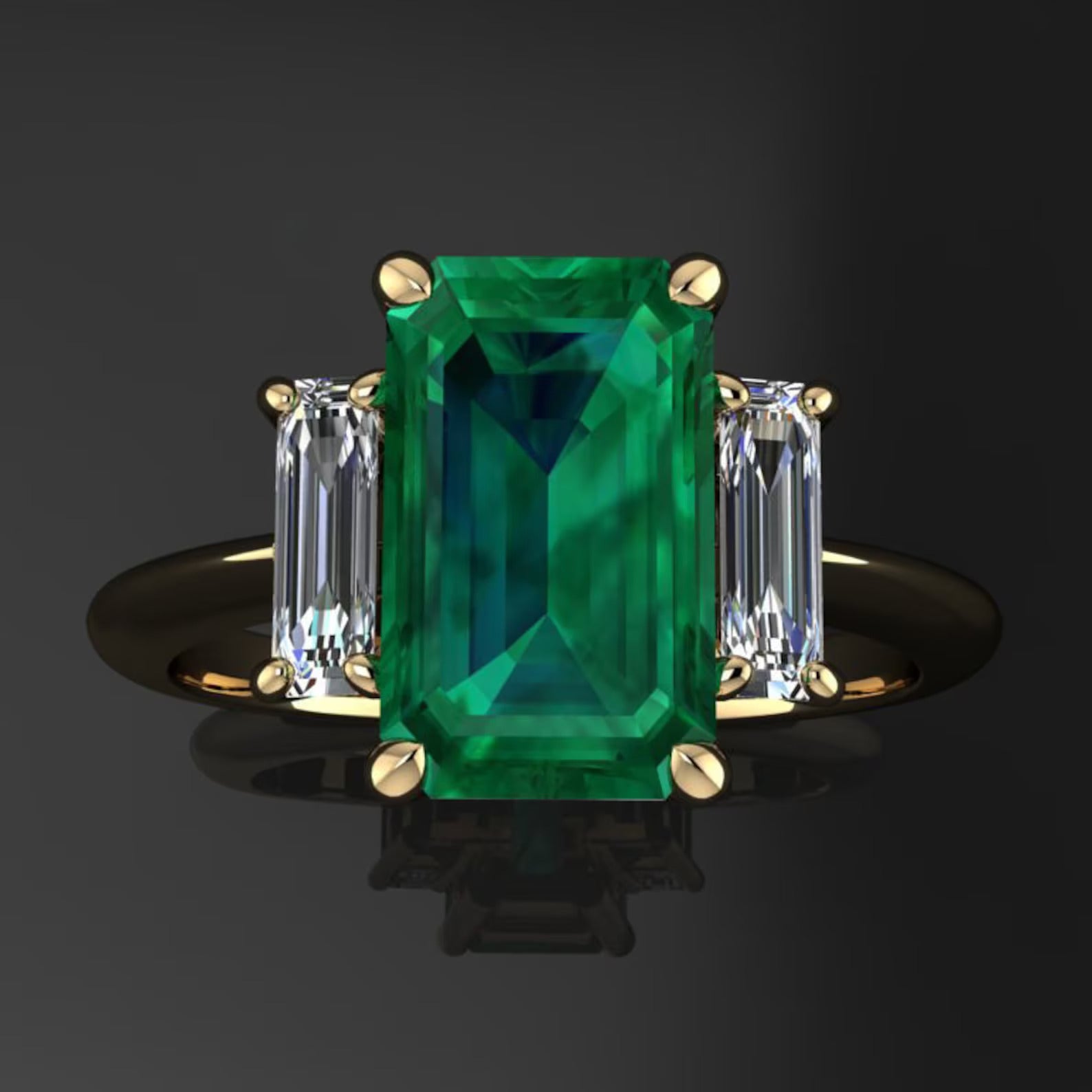 kennedy ring - 2.3 carat emerald cut ZAYA moissanite engagement ring, green moissanite ring - J Hollywood Designs