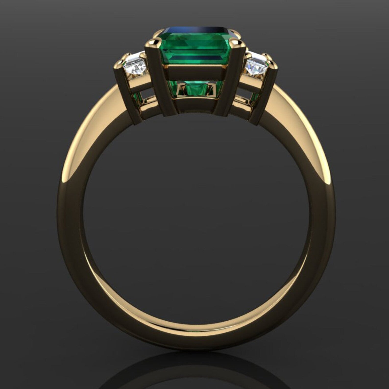 kennedy ring - 2.3 carat emerald cut ZAYA moissanite engagement ring, green moissanite ring - J Hollywood Designs