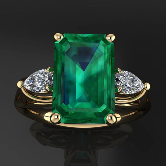 crazy rich asians ring - 4 carat green moissanite ring, emerald cut ZAYA moissanite - J Hollywood Designs