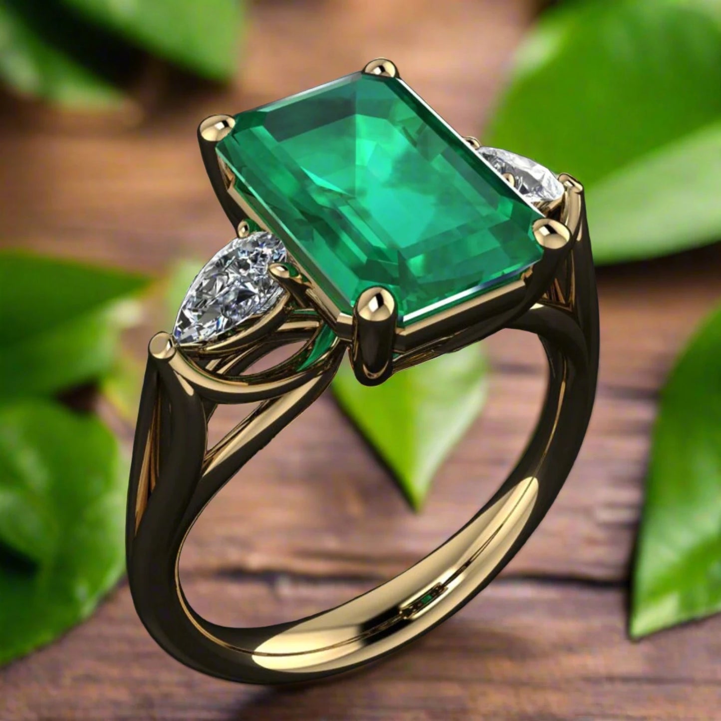 crazy rich asians ring - 4 carat green moissanite ring, emerald cut ZAYA moissanite - J Hollywood Designs