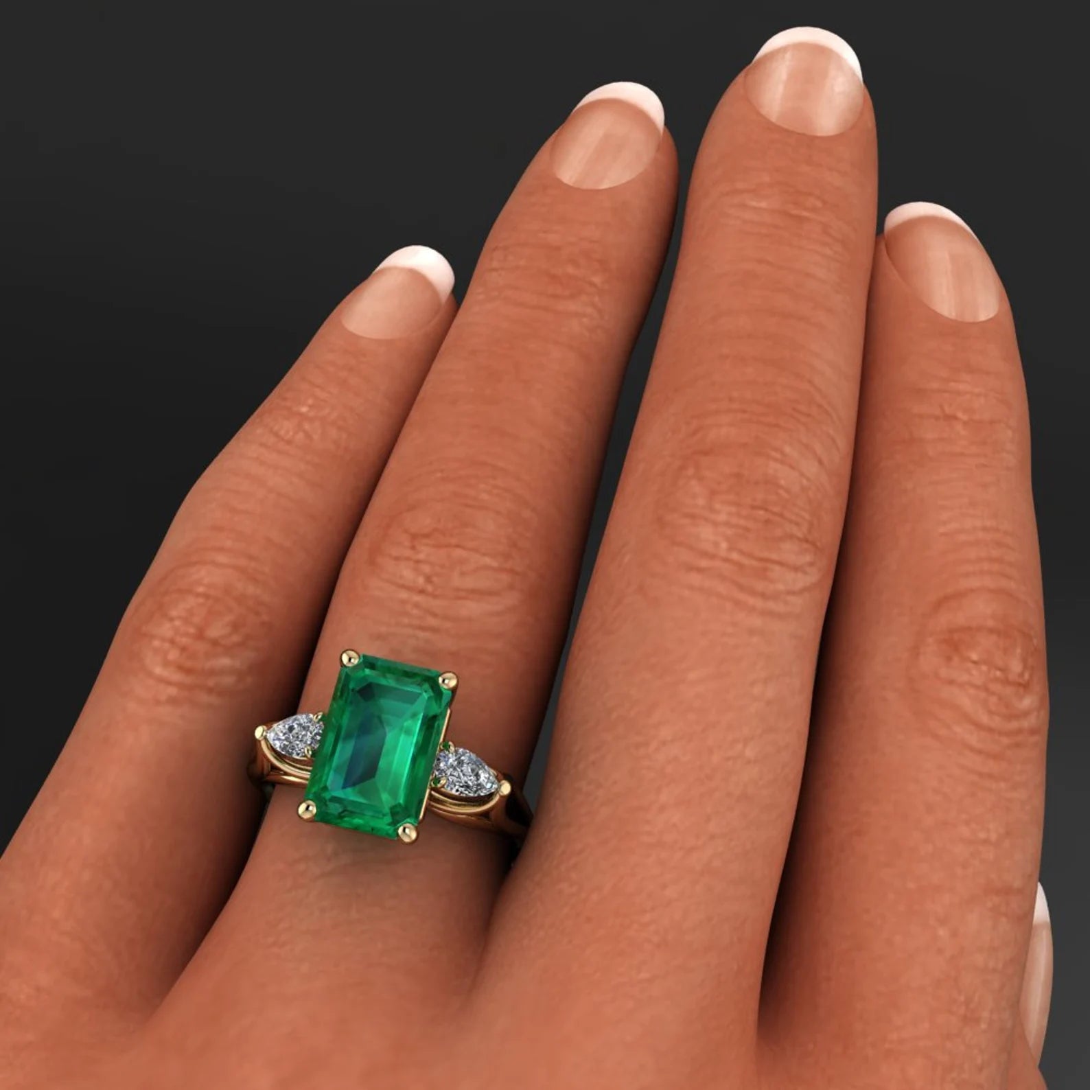 crazy rich asians ring - 4 carat green moissanite ring, emerald cut ZAYA moissanite - J Hollywood Designs