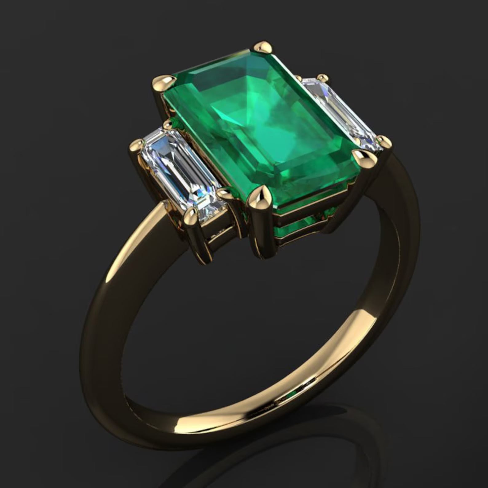 kennedy ring - 2.3 carat emerald cut ZAYA moissanite engagement ring, green moissanite ring - J Hollywood Designs