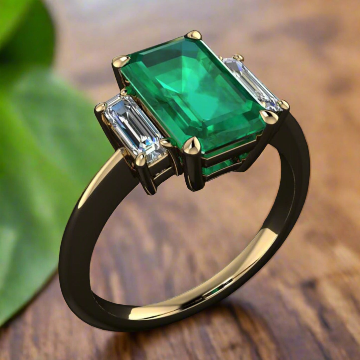 kennedy ring - 2.3 carat emerald cut ZAYA moissanite engagement ring, green moissanite ring - J Hollywood Designs